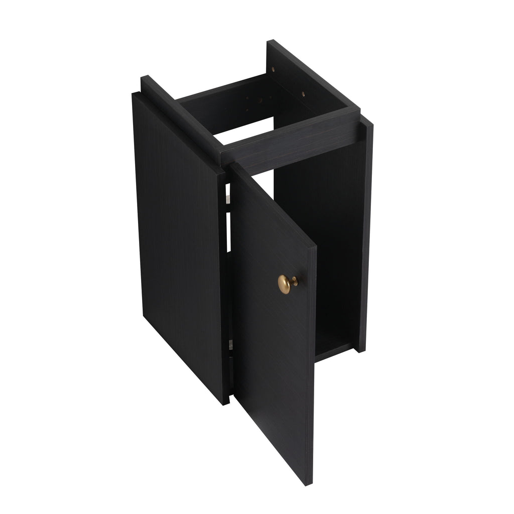 Compact Bathroom Vanity With Sink, Soft Close Door - Black Chestnut