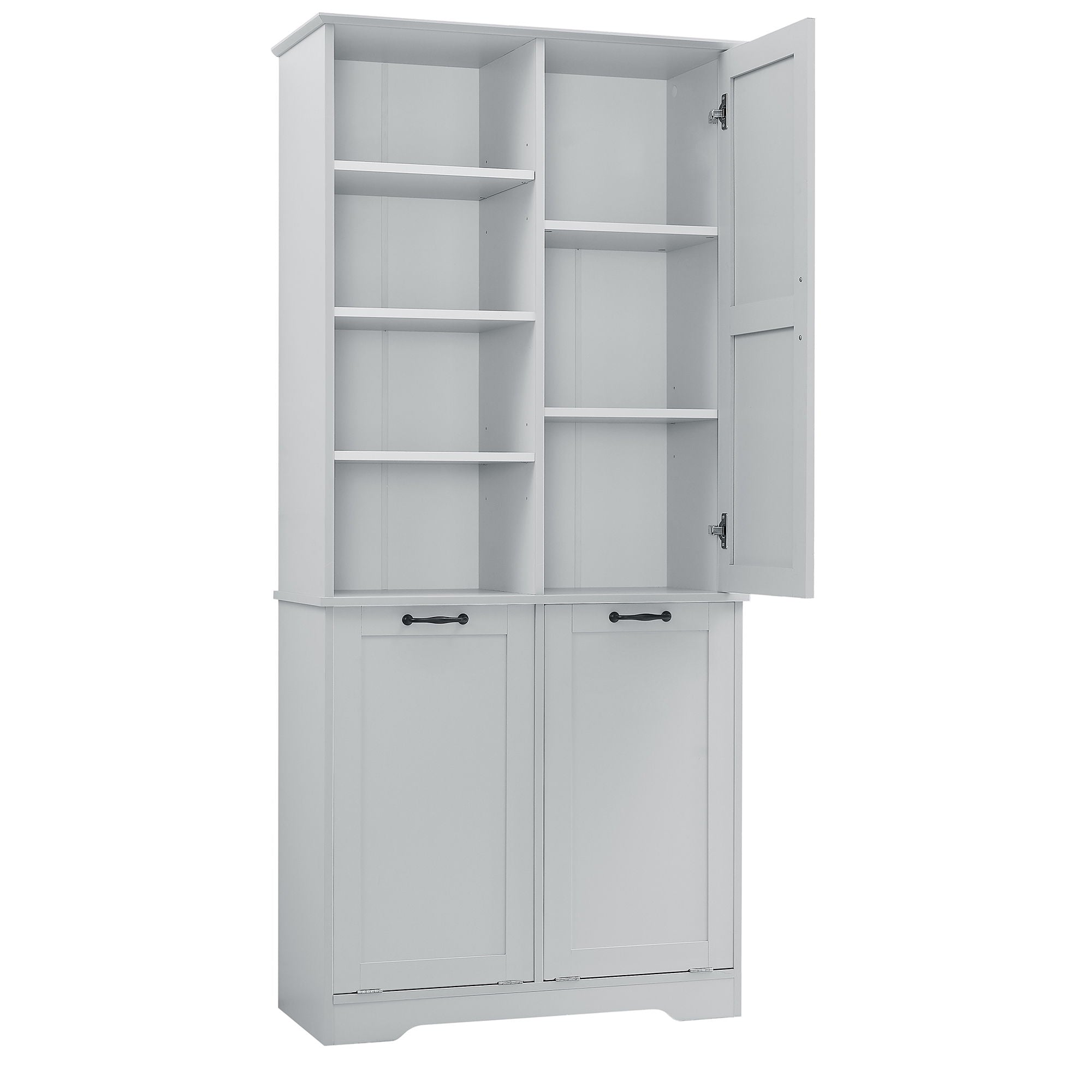Freestanding Bathroom Storage Cabinet With Doors And Drawers, Adjustable Shelves, Tilt-Out Laundry Hamper