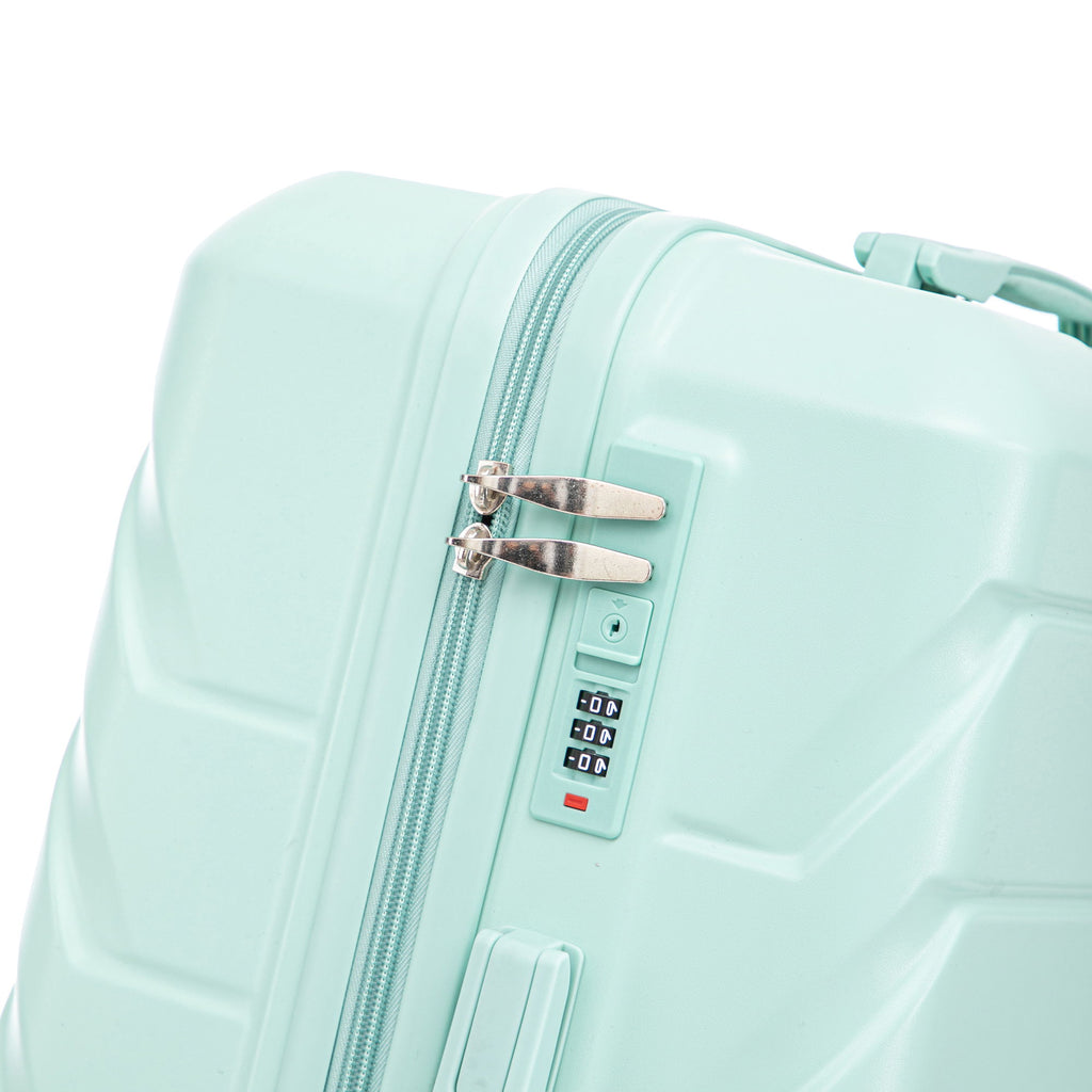 Hard Shell Luggage With Scratch Resistant Surface, 4 Wheels, Combination Lock & Side Hooks