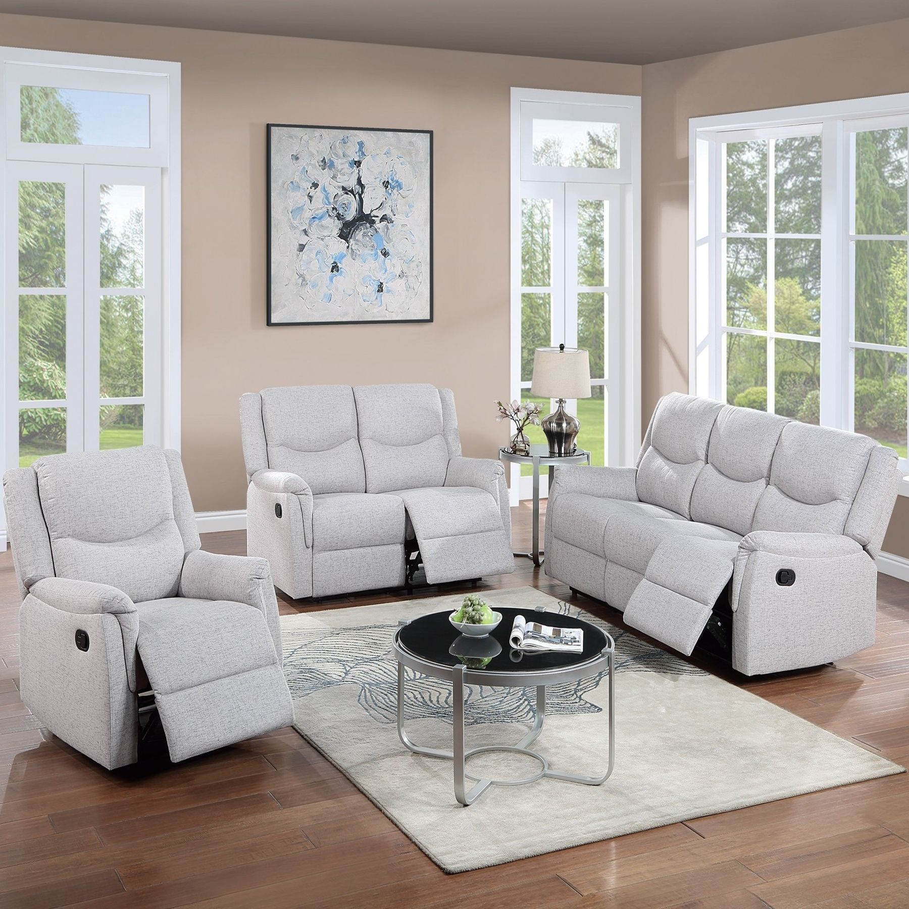 Modern Contemporary Style Recliner Sofa With Plush Armrest And Headrest
