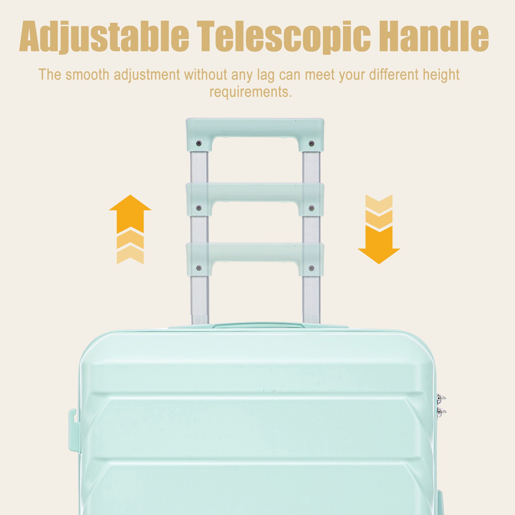 Hard Shell Luggage With Scratch Resistant Surface, 4 Wheels, Combination Lock & Side Hooks