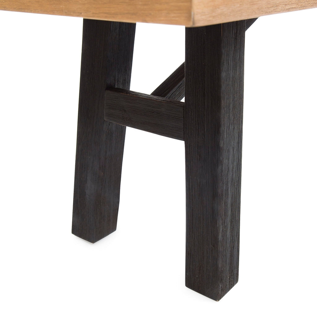 Outdoor Bench With Slat Panel Design And Acacia Wood Frame