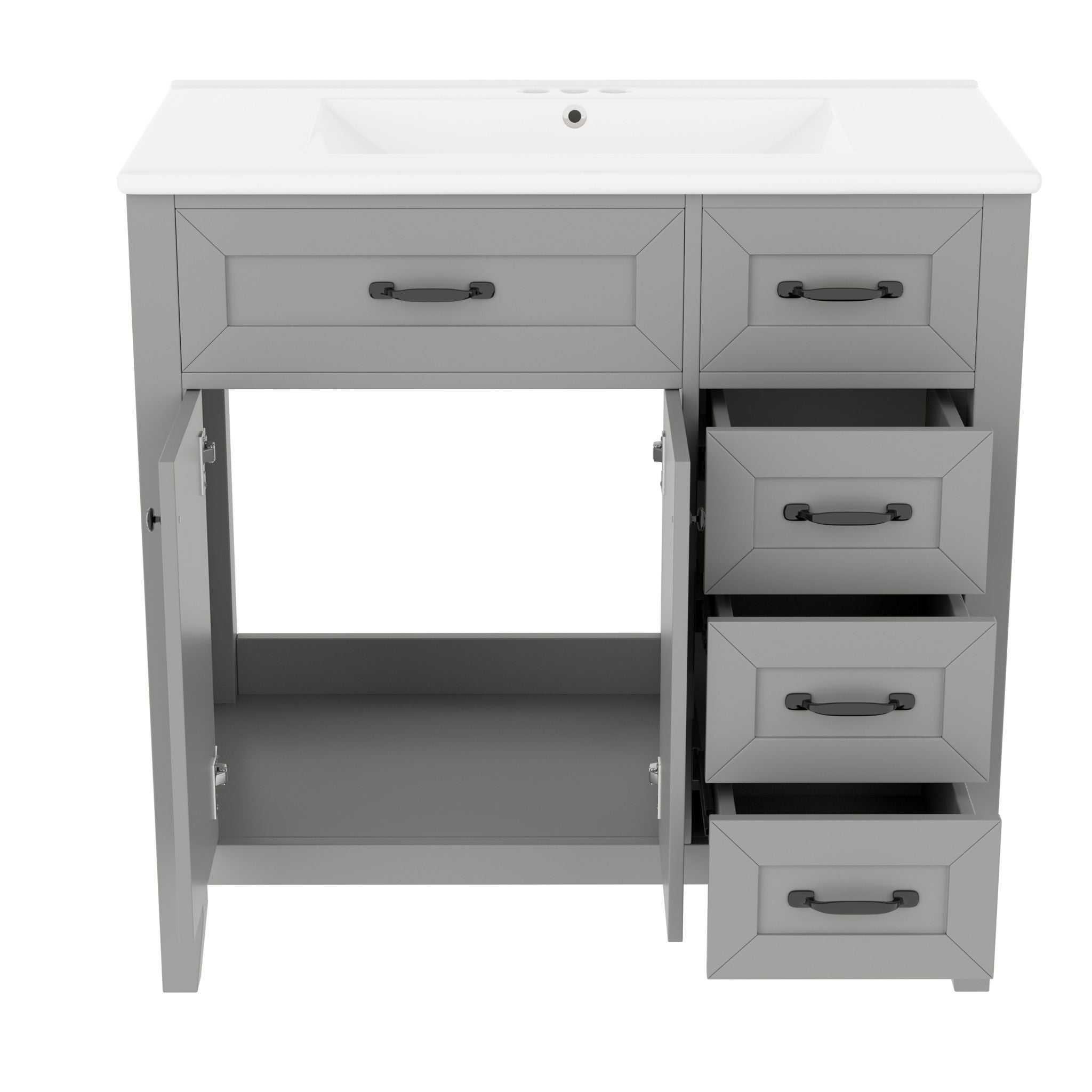 Modern Bathroom Vanity With Sink, Freestanding Design With Drawers And Doors