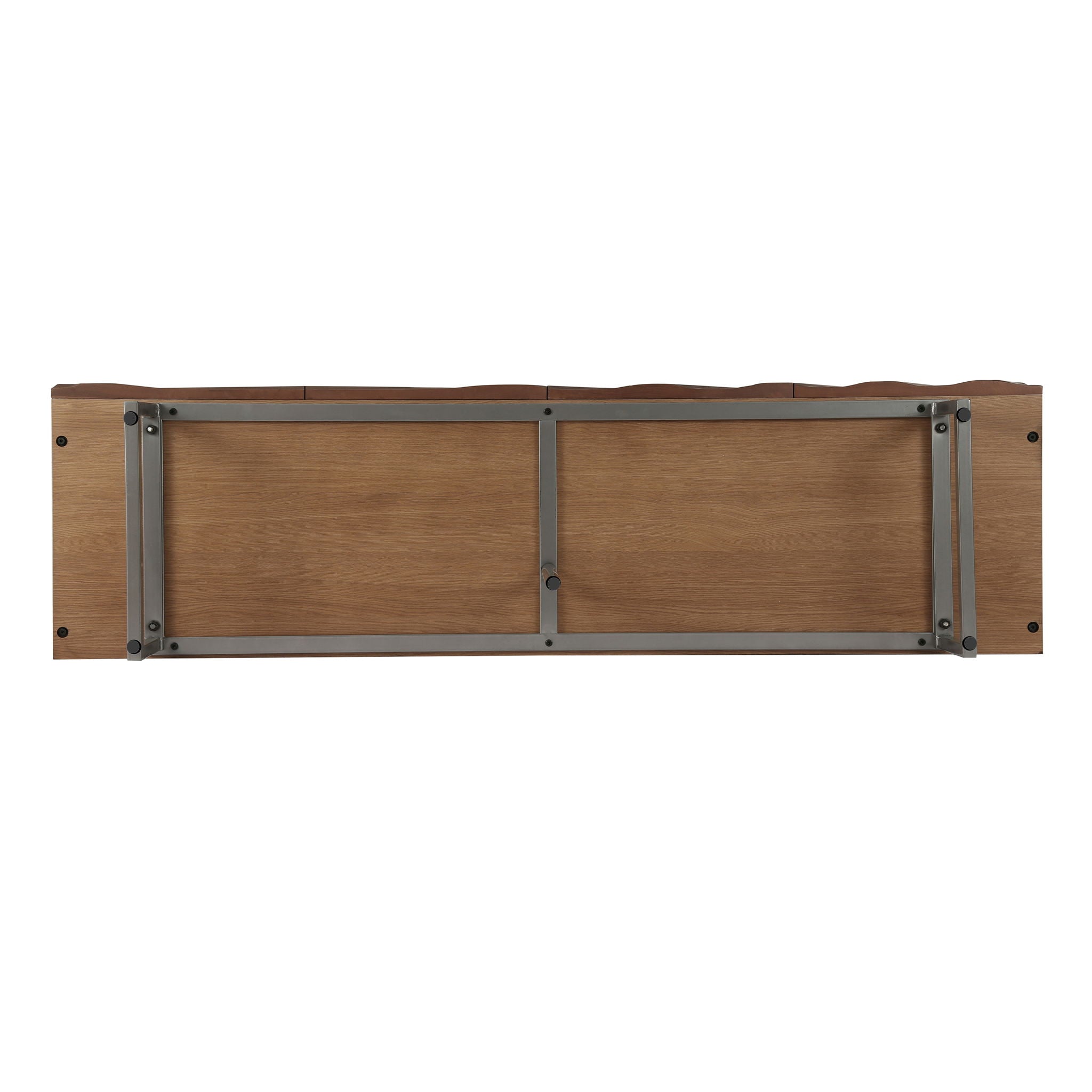 Modern Sculptural Sideboard, Ripple Doors, Adjustable Shelves, Metal Legs - Brown / Silver