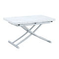 Modern Minimalist Multifunctional Lift Table With Metal Legs - White / Silver