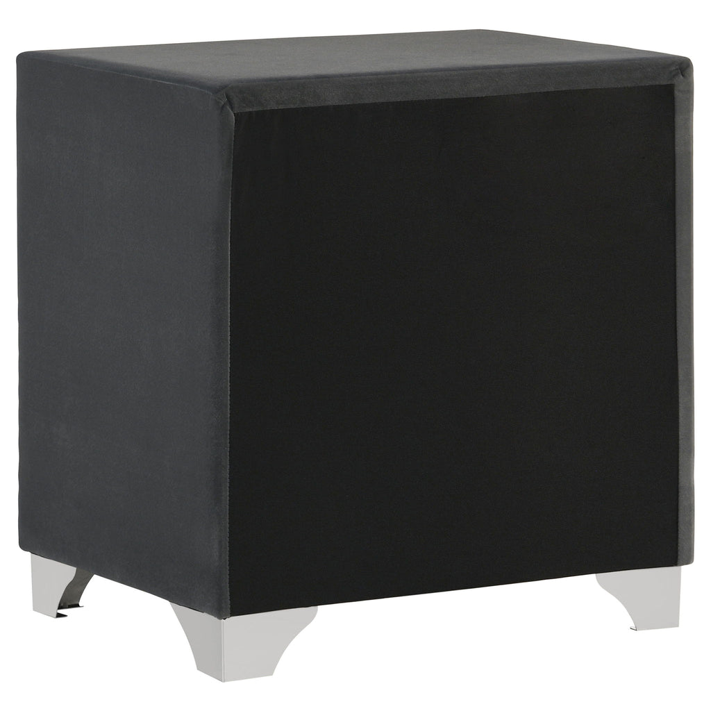Upholstered 2 Drawer Nightstand With Accents