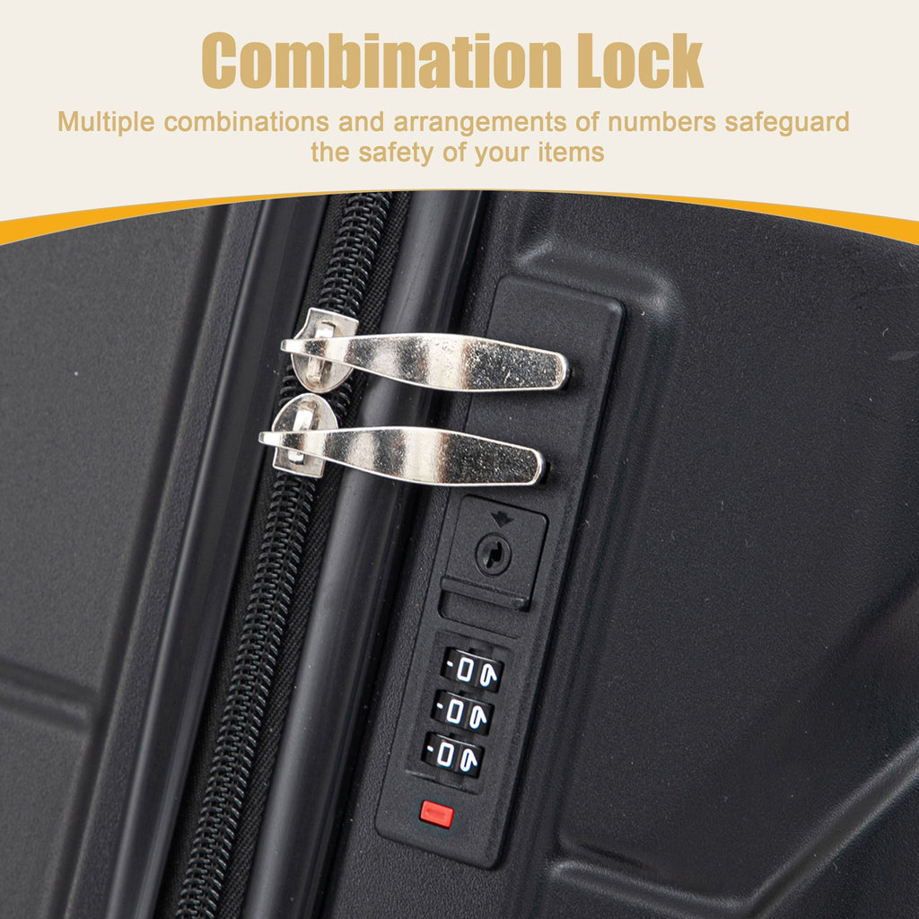 Hard Shell Luggage With Scratch Resistant Surface, 4 Wheels, Combination Lock & Side Hooks