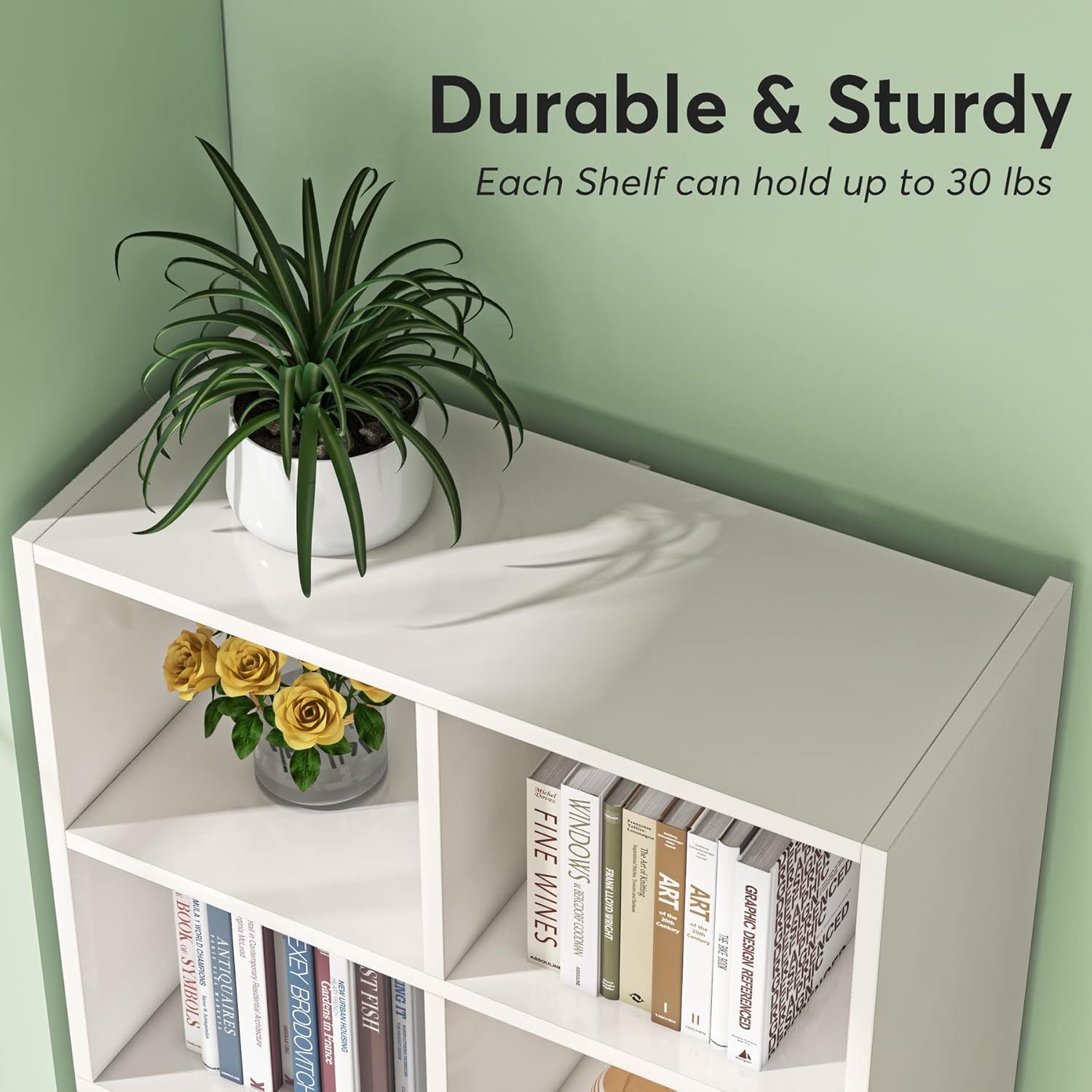Narrow 12 Cube Bookcase With Closed Back For Living Room - White