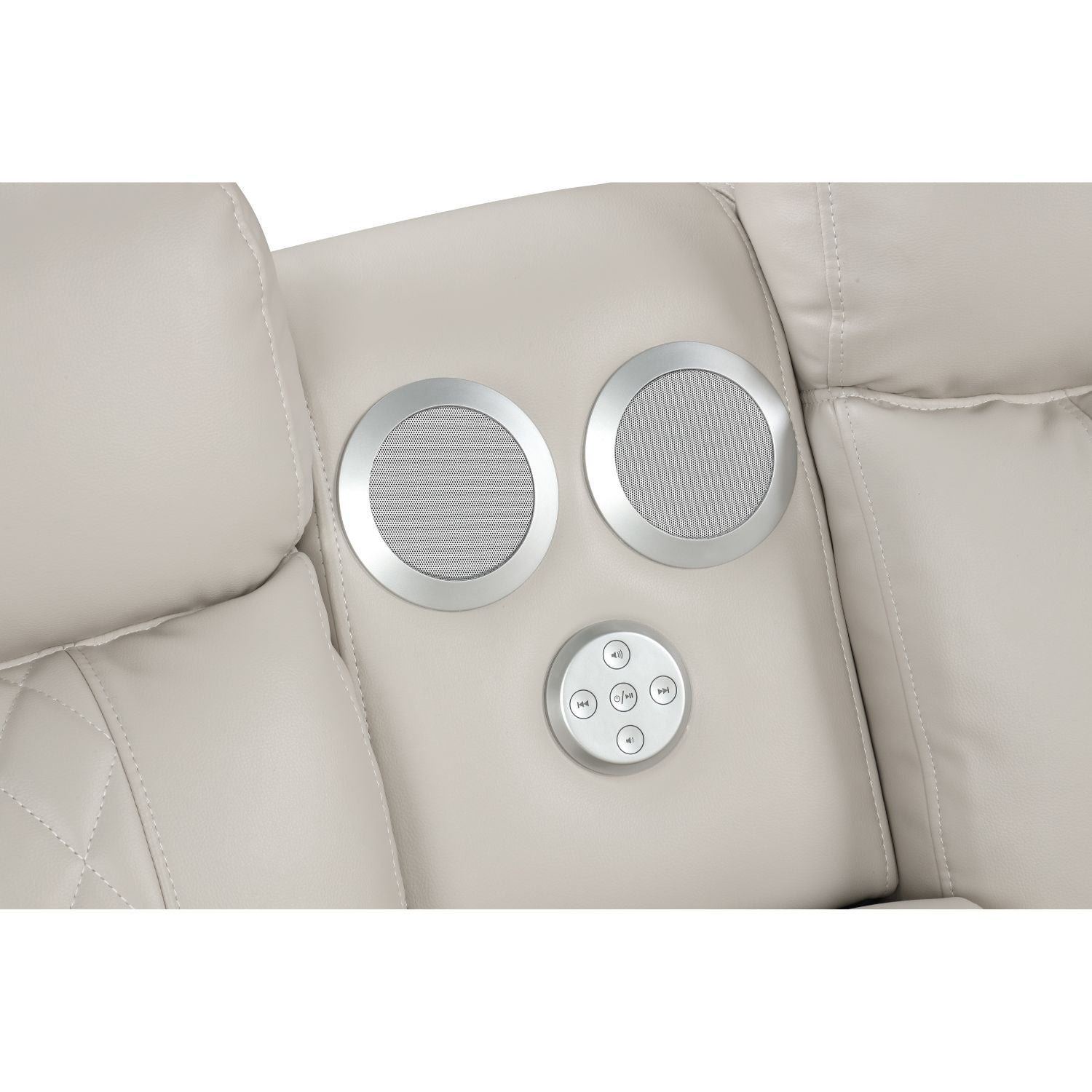 Lacrosse - Power Reclining Sectional Sofa & Bluetooth Speakers, LED Lights, Console Storage, Cup Holders And USB Charging - Beige