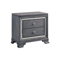 Nightstand With Mirror Trim - Light Gray