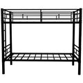 Metal Bunk Bed For Kids, Convertible Bedframe With Ladders & Guardrail