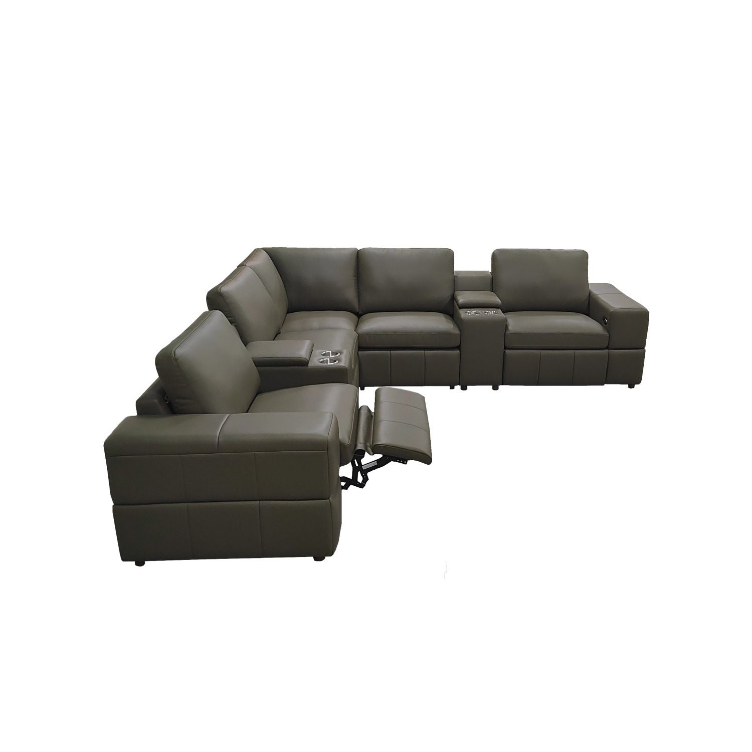 Upholstered Large Arms Sectional With Recliner Seats