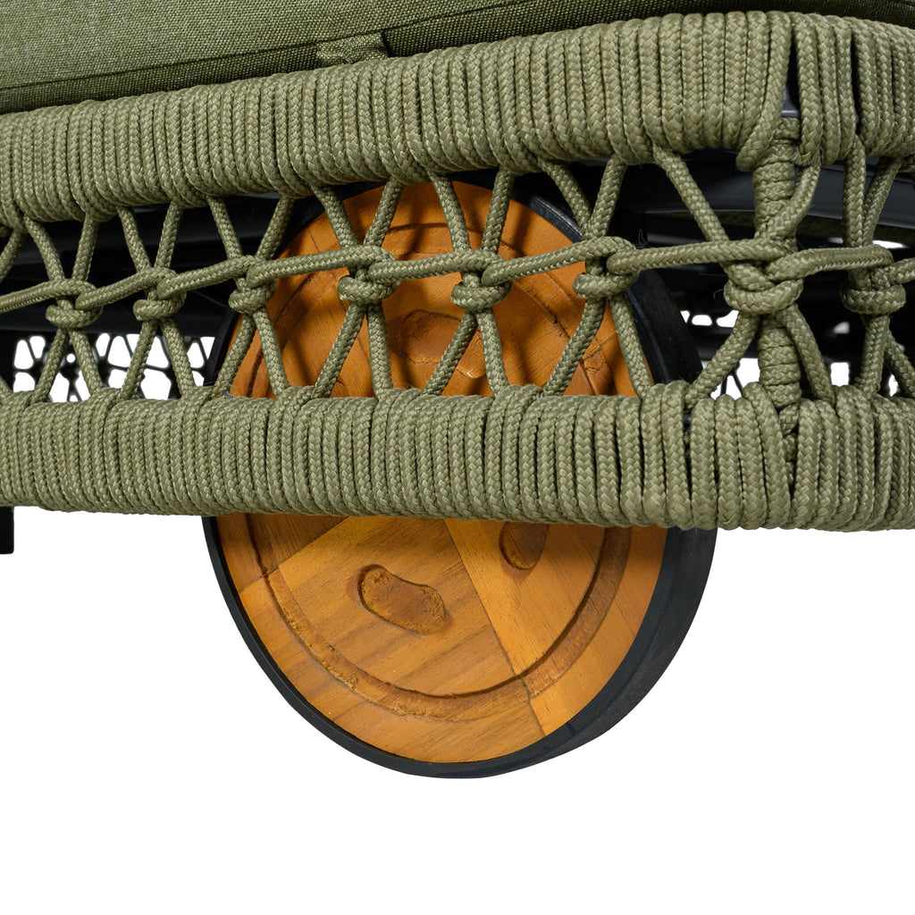 Outdoor Chaise Lounge & Wheels, 5 Position Adjustable Backrest