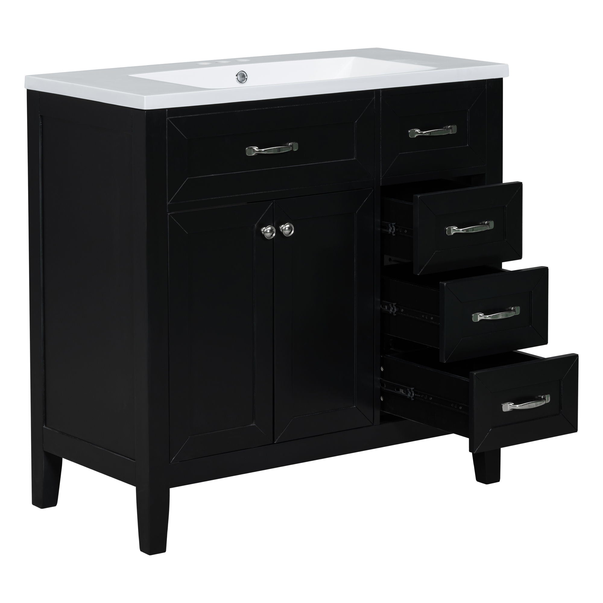 Modern Bathroom Vanity With Sink, Freestanding With Drawers And Doors