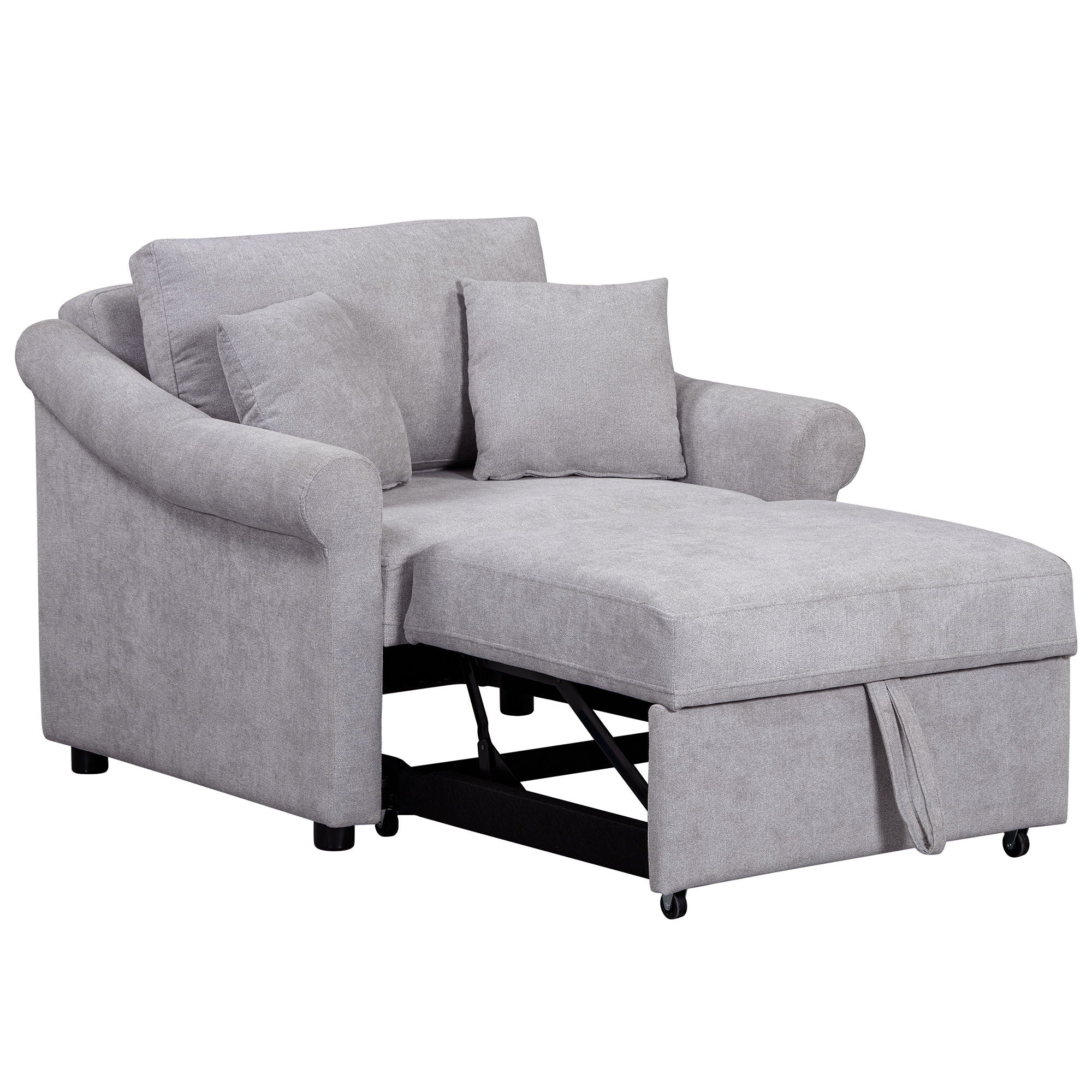 Convertible Sleeper Chair With Adjustable Backrest, 3 In 1 Lounger Chair Turns Into Bed, Single Bed For Living Room