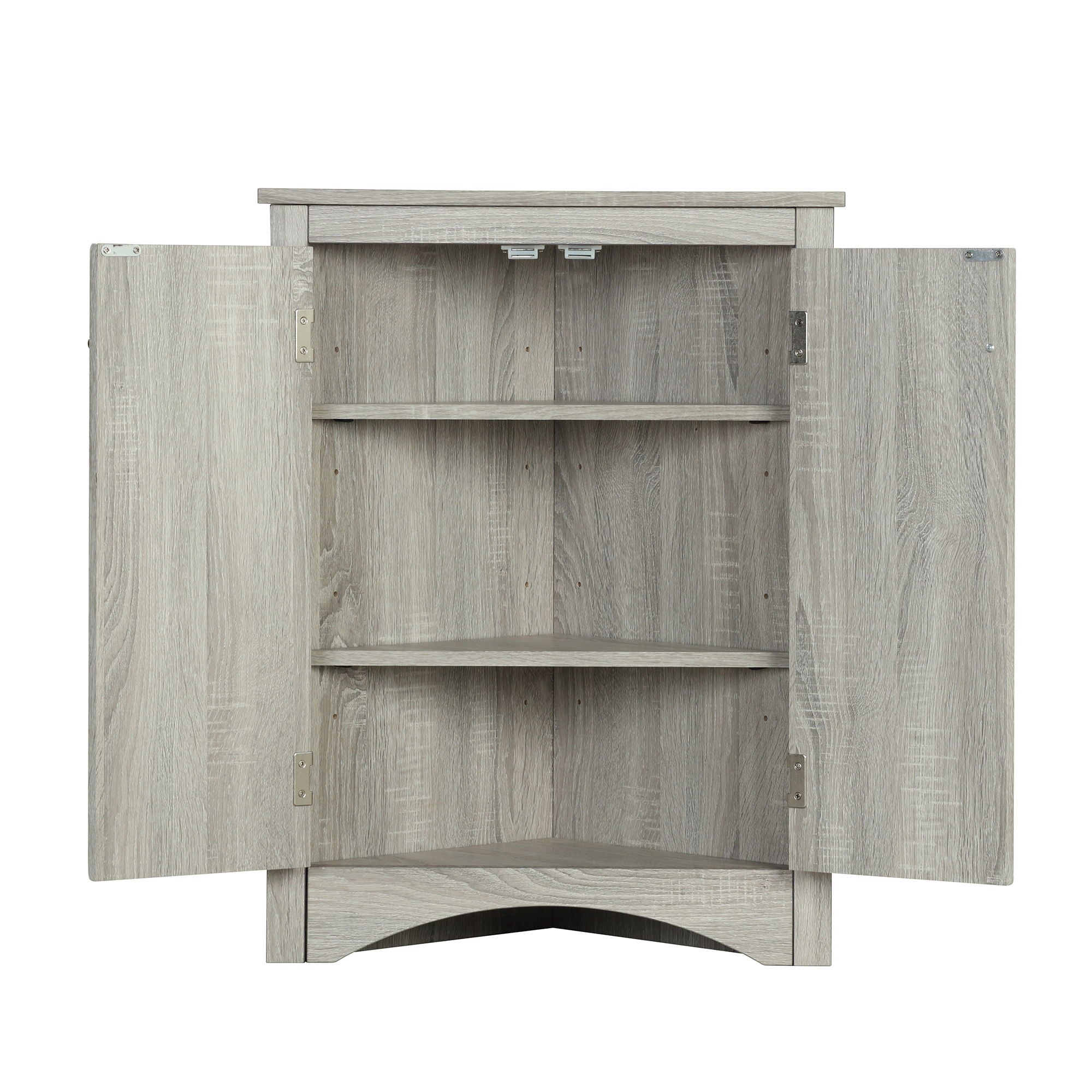Triangle Bathroom Storage Cabinet With Adjustable Shelves, Freestanding Floor Cabinet - Oak