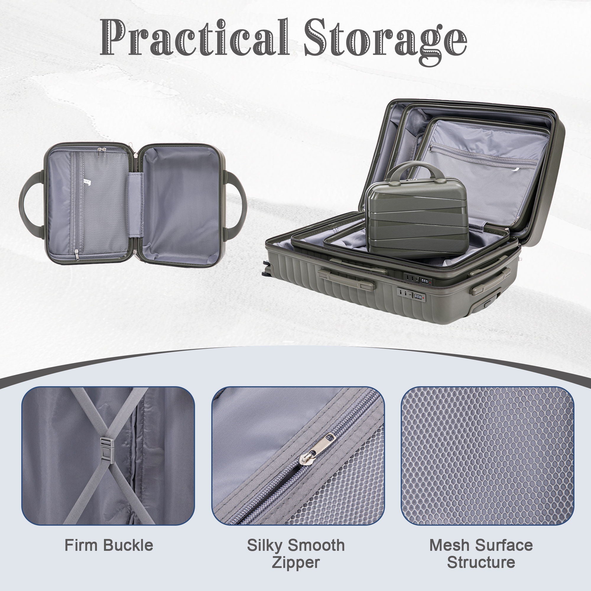 4 Piece Luggage Set, Combination Lock