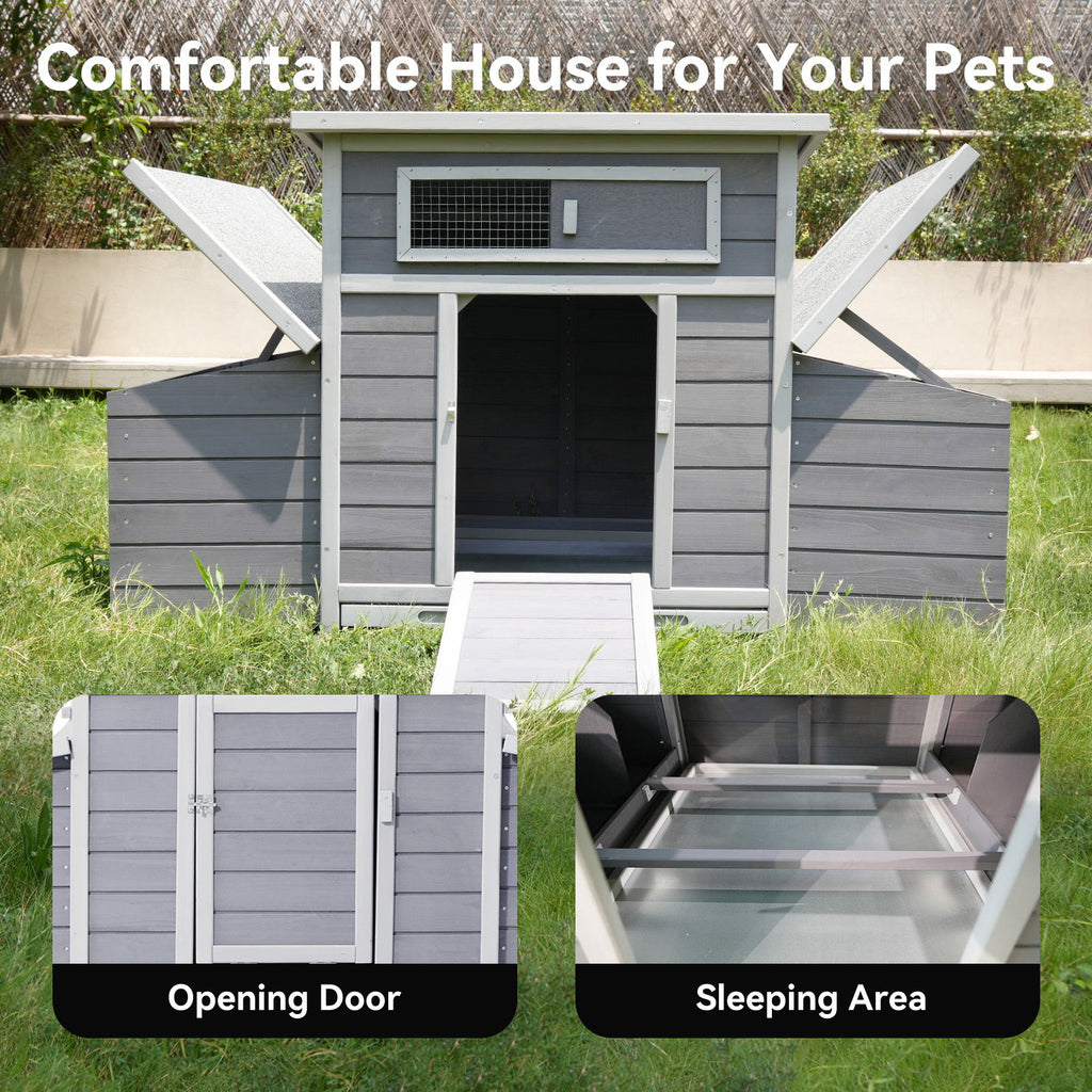 Large Chicken Coop Outdoor Hen House With Dual Nesting Boxes