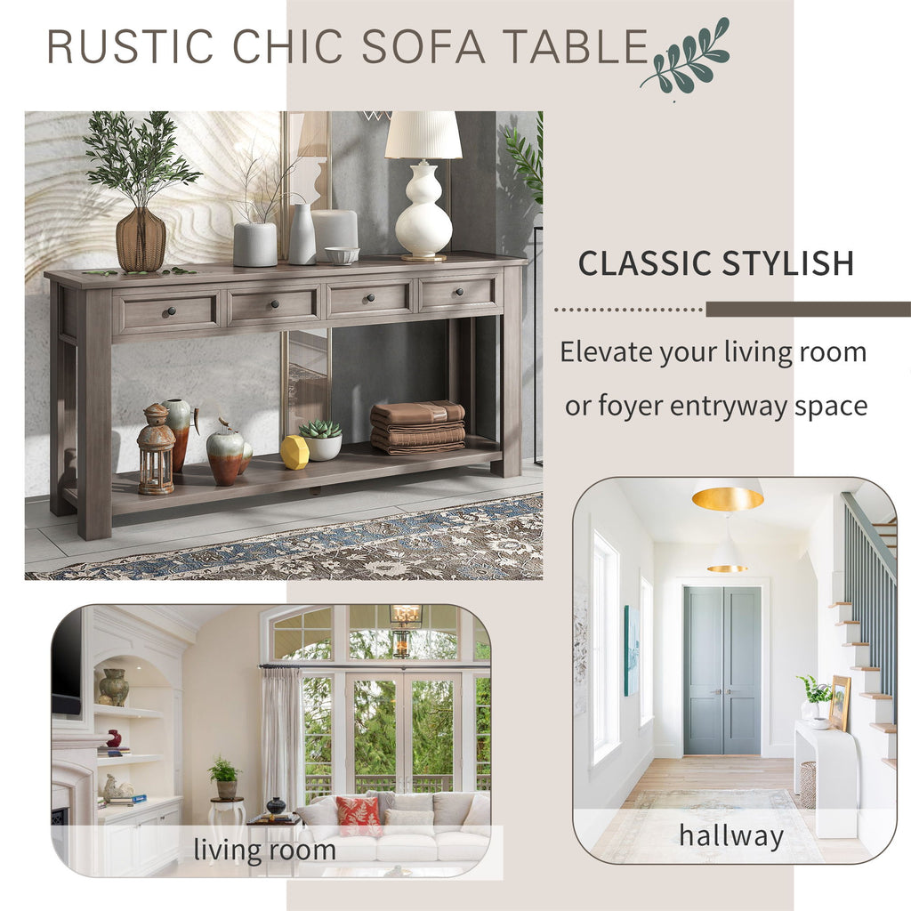 Hearth & Haven Clara - Console Table With Storage Drawers And Bottom Shelf