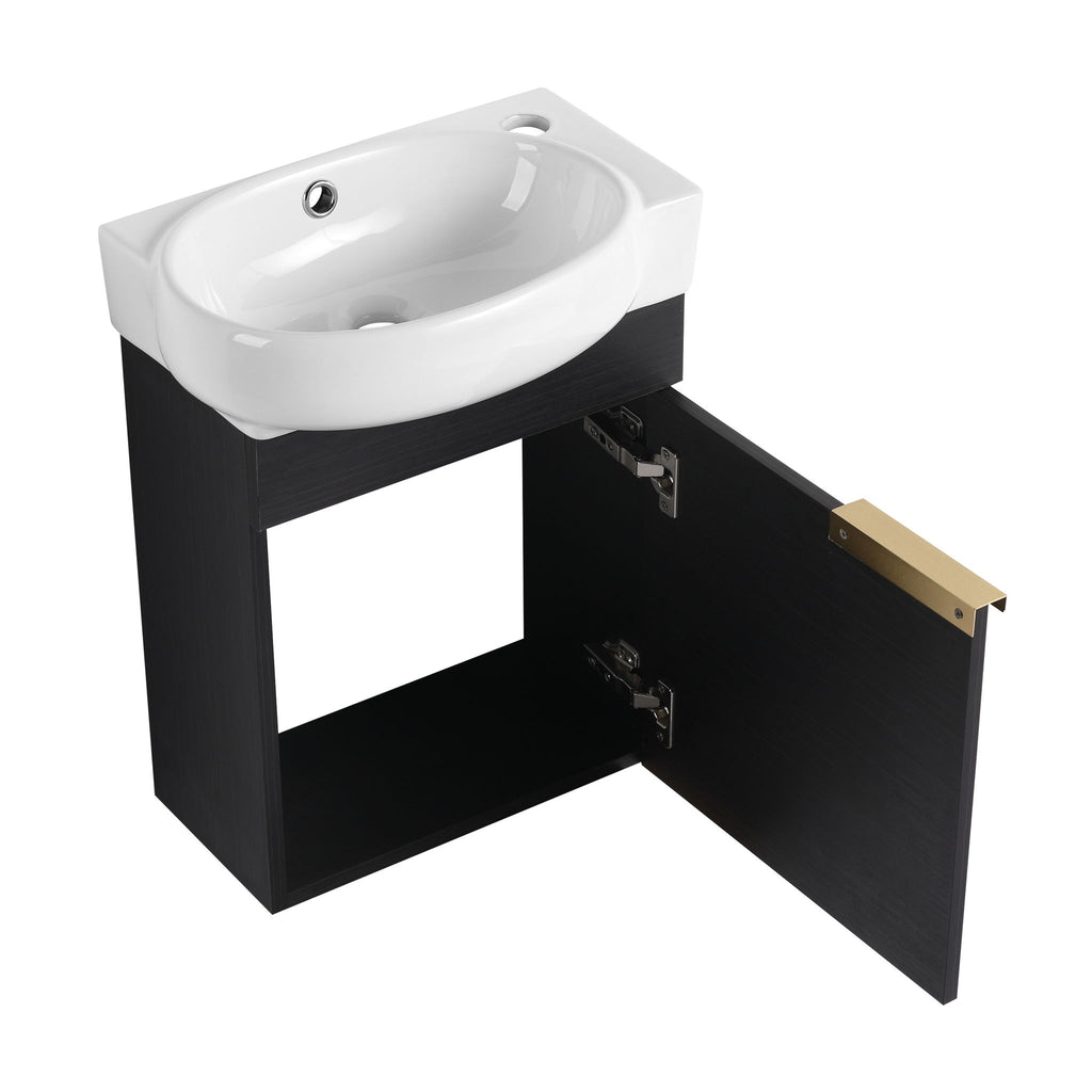 Soft Close Doors Bathroom Vanity With Sink, Compact Wall Mounted Design Basin