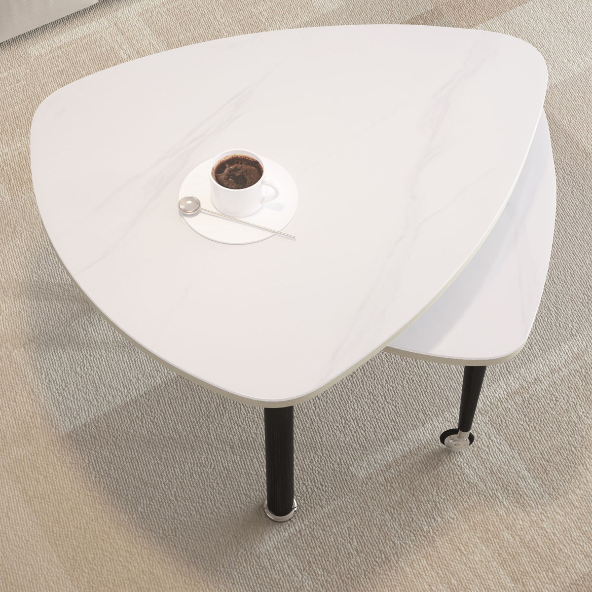 360 Degree Rotatable Coffee Table With Solid Legs
