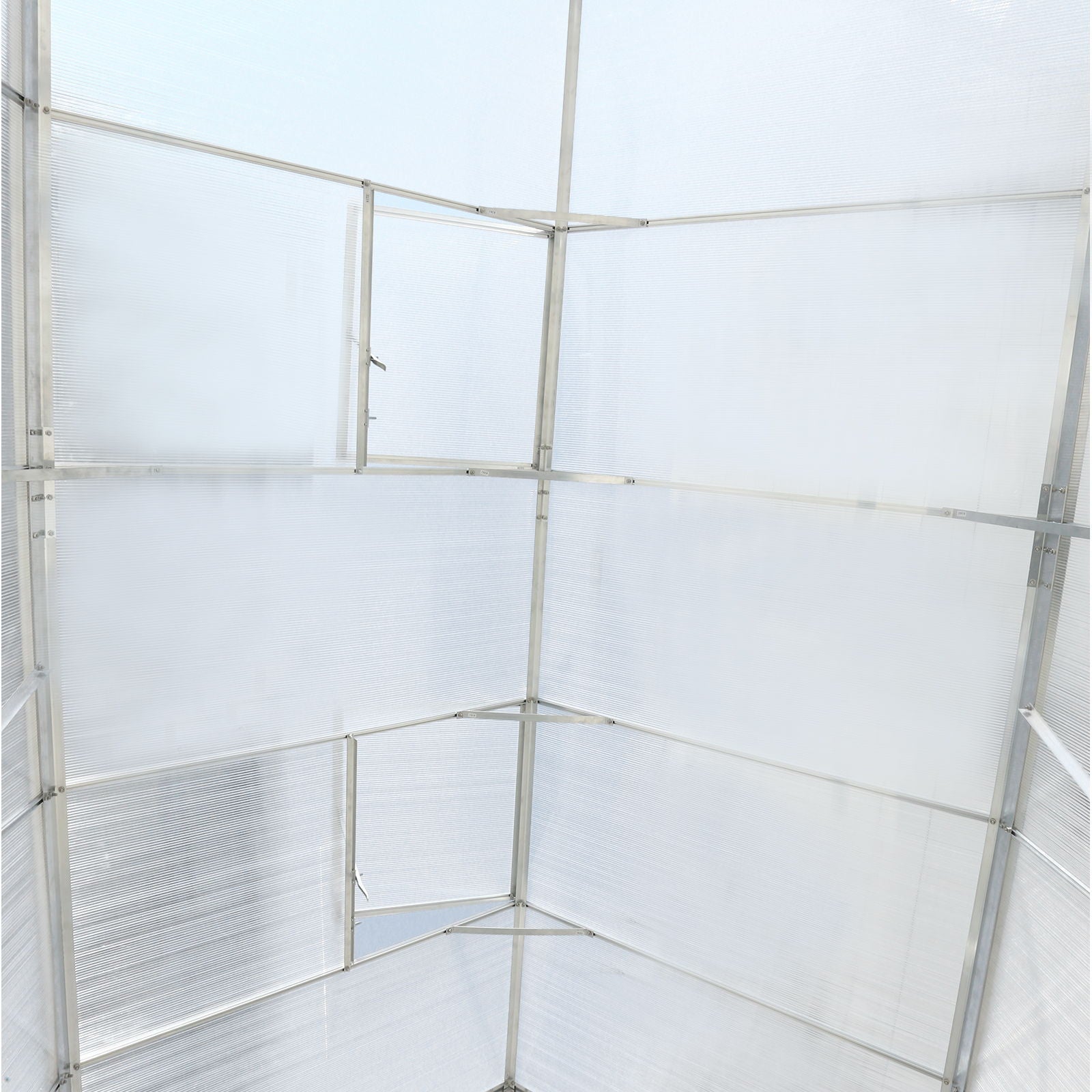 Polycarbonate house, Heavy Duty Outdoor Aluminum Walk-In House Kit With Rain Gutter, Vent And Door For Backyard Garden