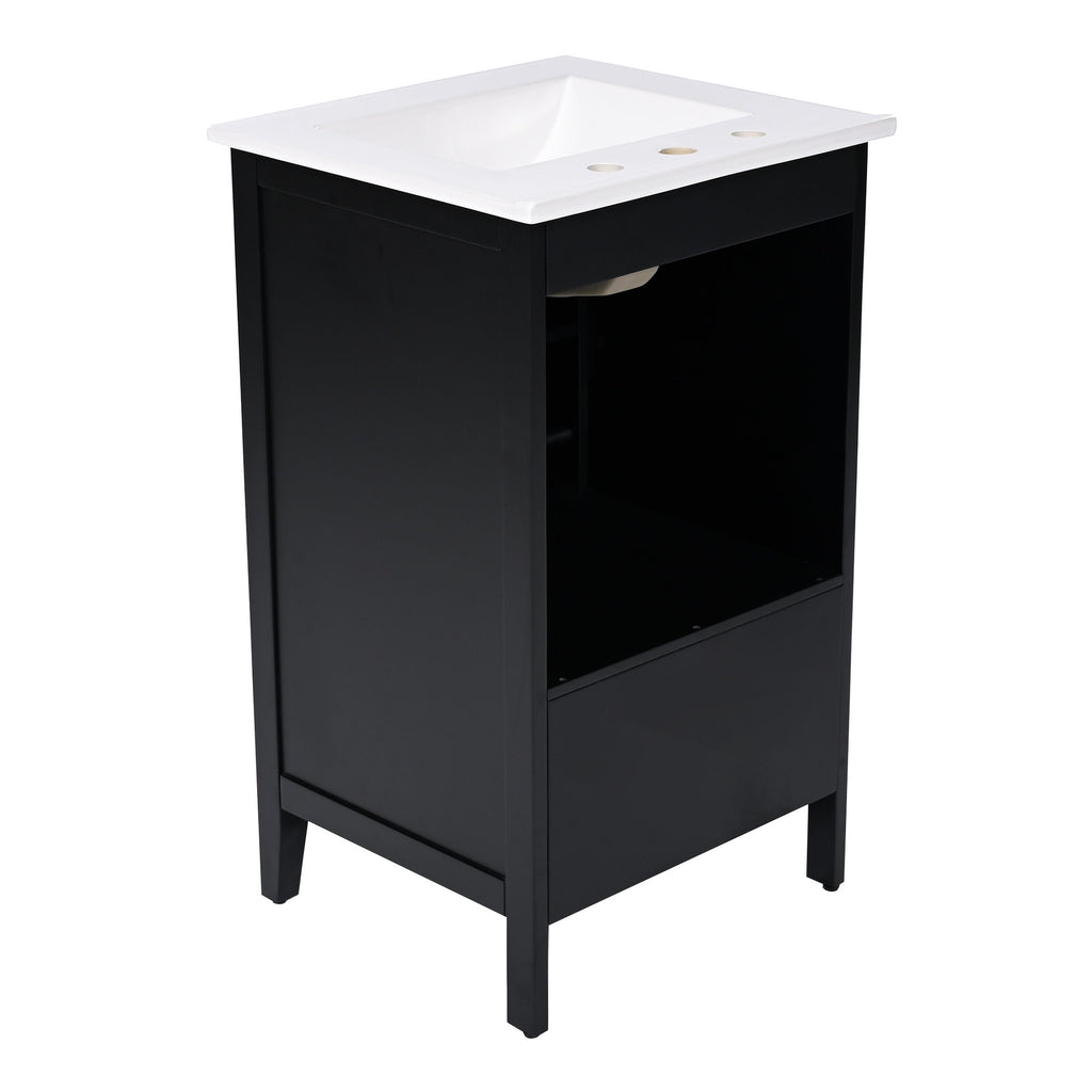 Modern Bathroom Vanity With Sink, Cabinet Storage, Drawer & Adjustable Feet