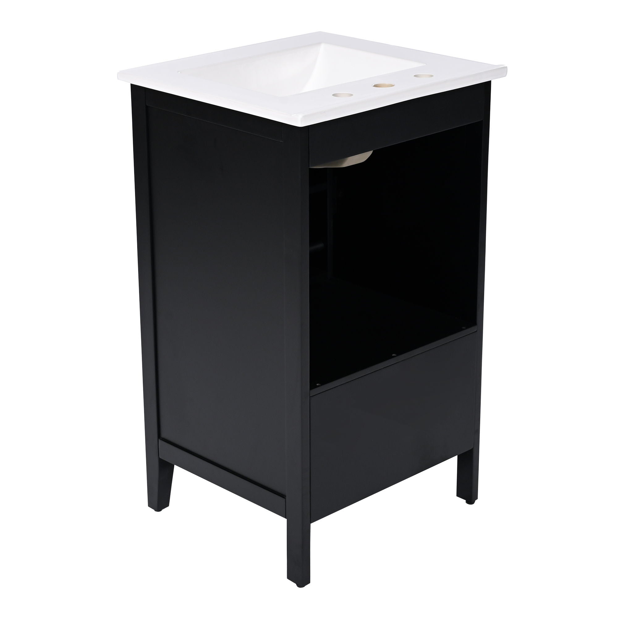 Modern Bathroom Vanity With Sink, Cabinet Storage, Drawer & Adjustable Feet