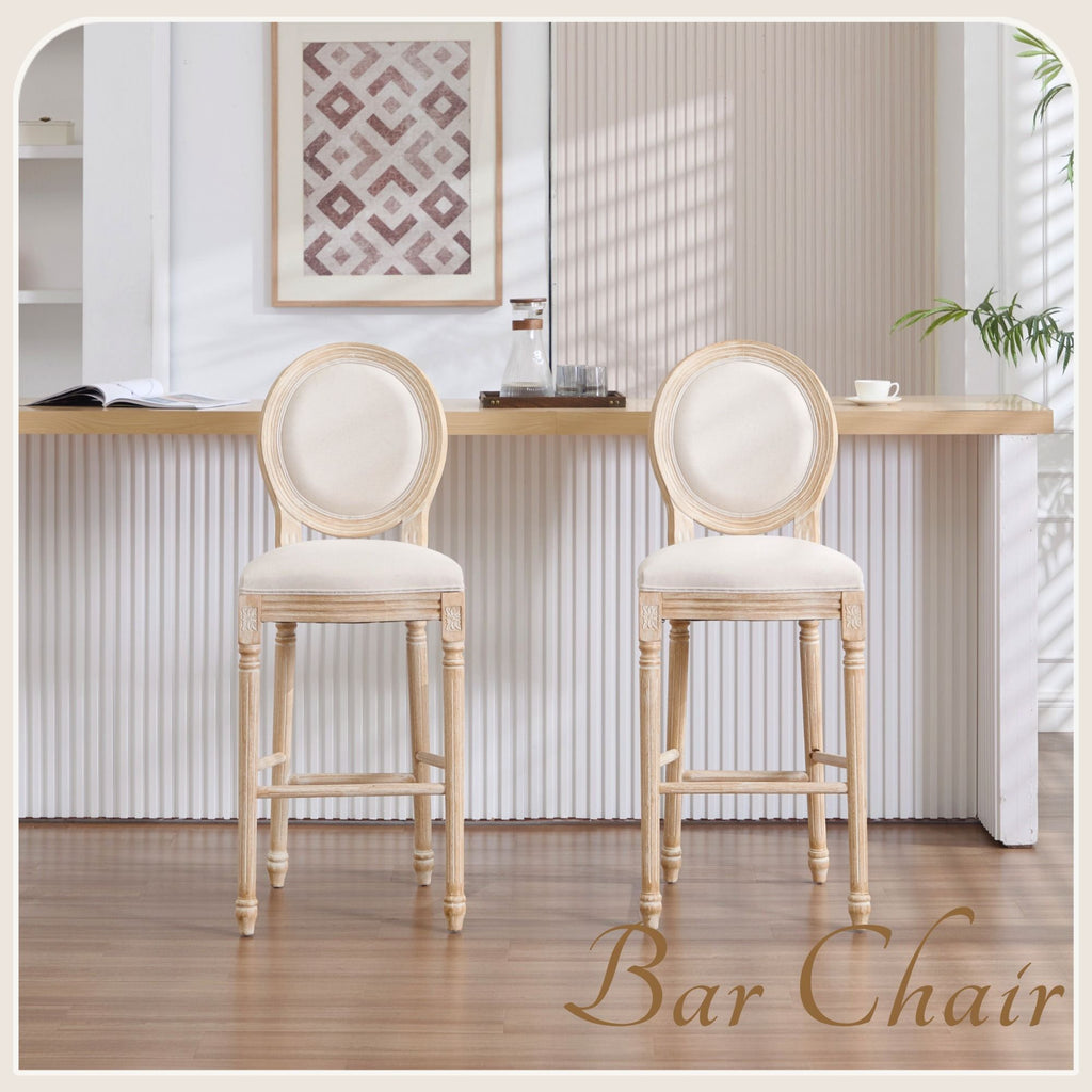 French Country Bar Chairs & Round Back (Set of 2)