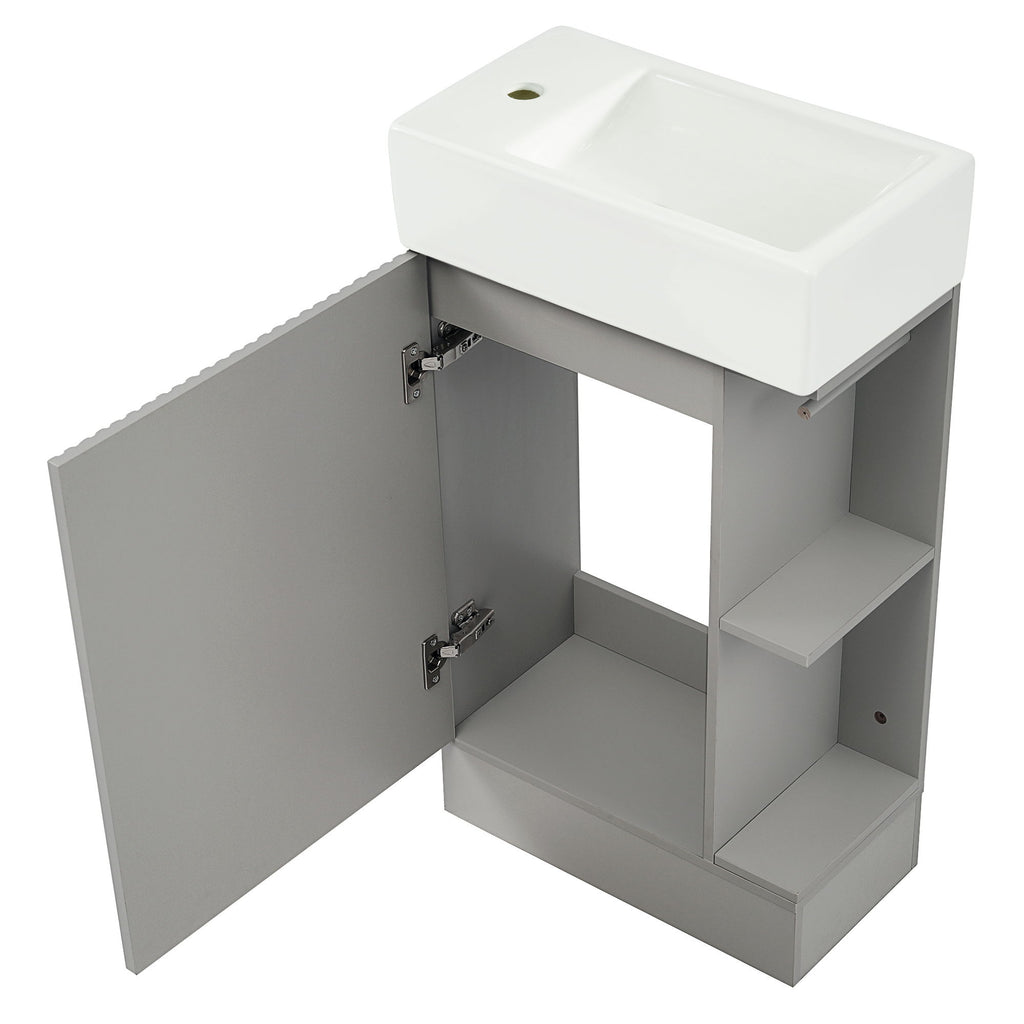 Modern Bathroom Vanity With Sink And 2 Tier Shelf