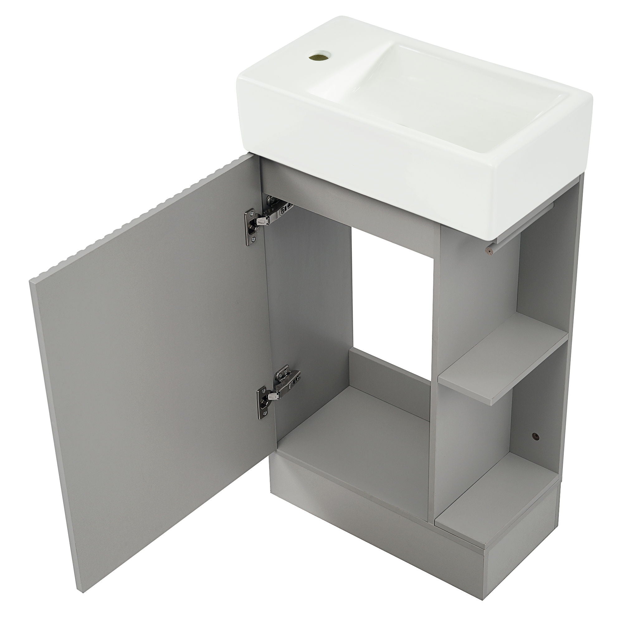 Modern Bathroom Vanity With Sink And 2 Tier Shelf