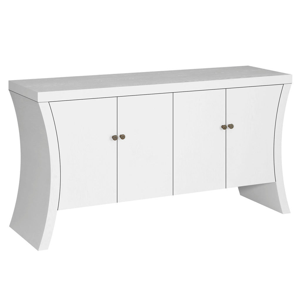 Refined Industrial 4 Door Credenza With Arc Legs & Clasps