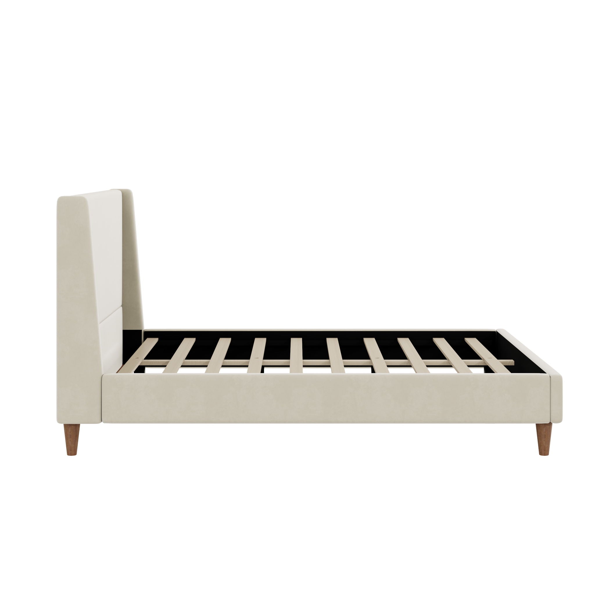 Upholstered Modern Platform Bed With Wingback Headboard