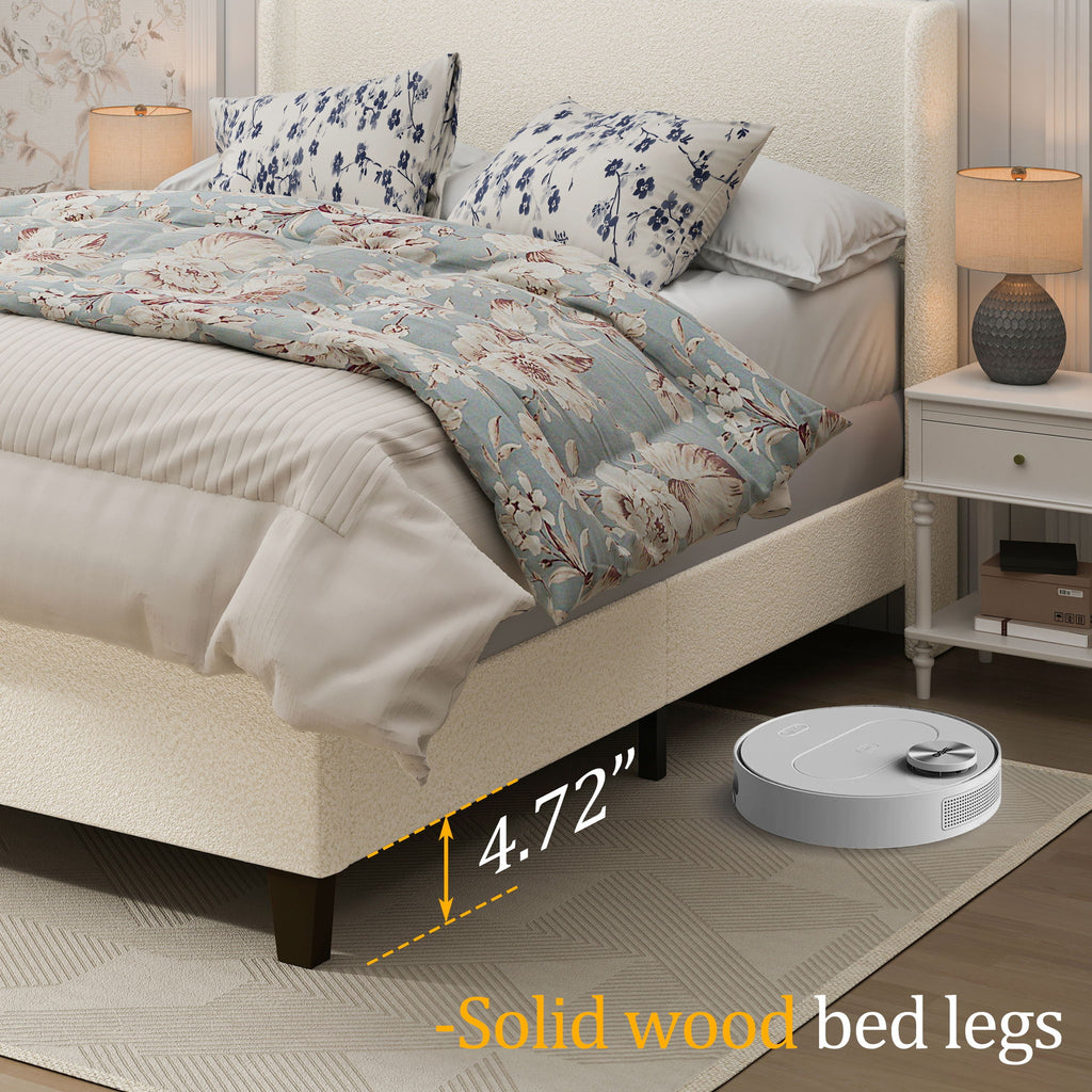Platform Bed Frame With Tall Headboard And High Footboard
