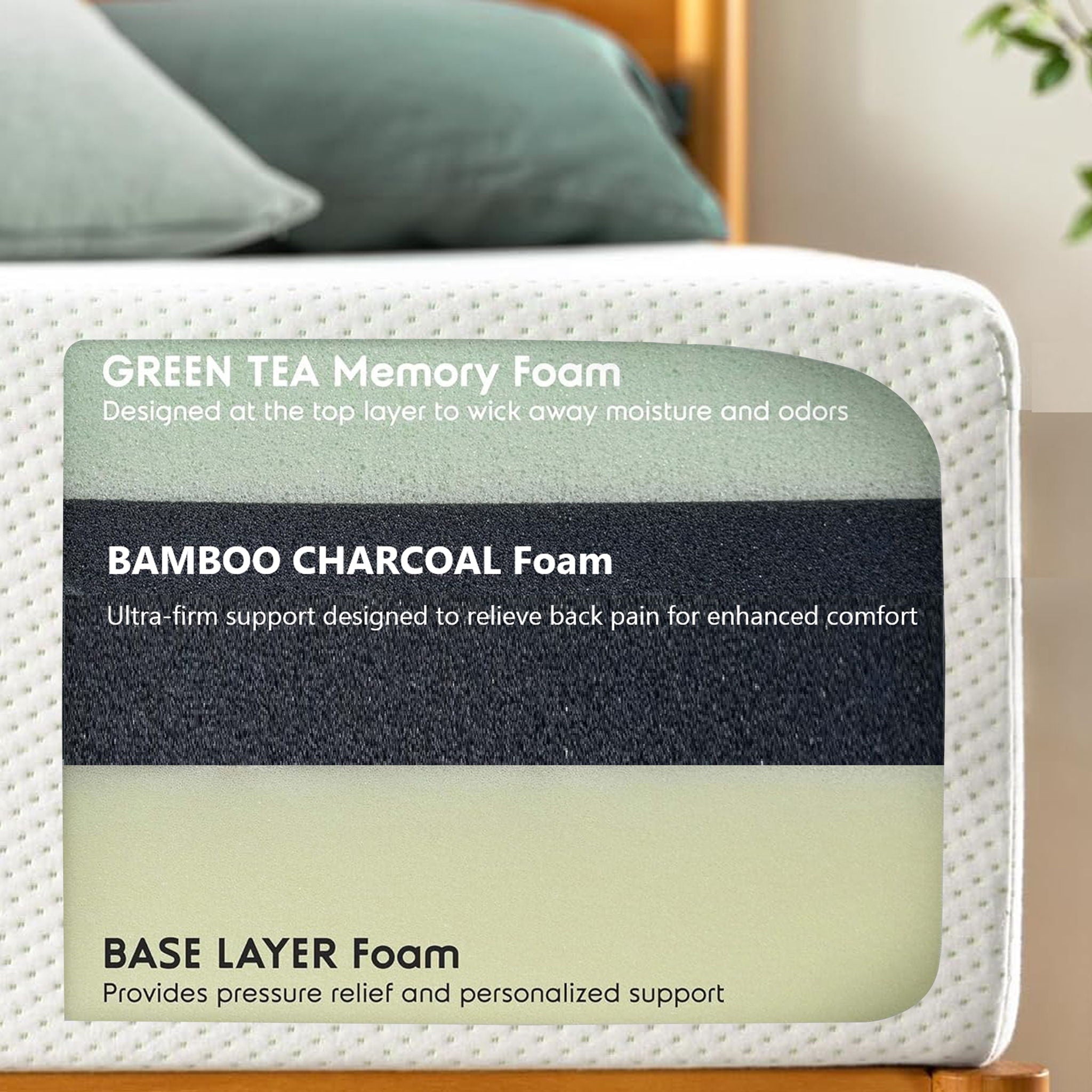8" Green Tea Memory Foam Mattress In Box - White - Twin