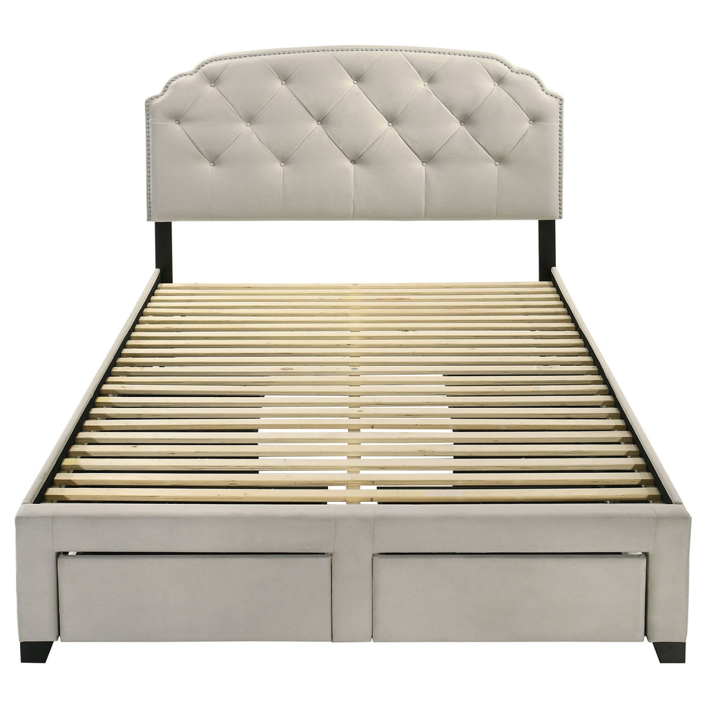 4 Drawer Upholstered Storage Bed With Button Tufting