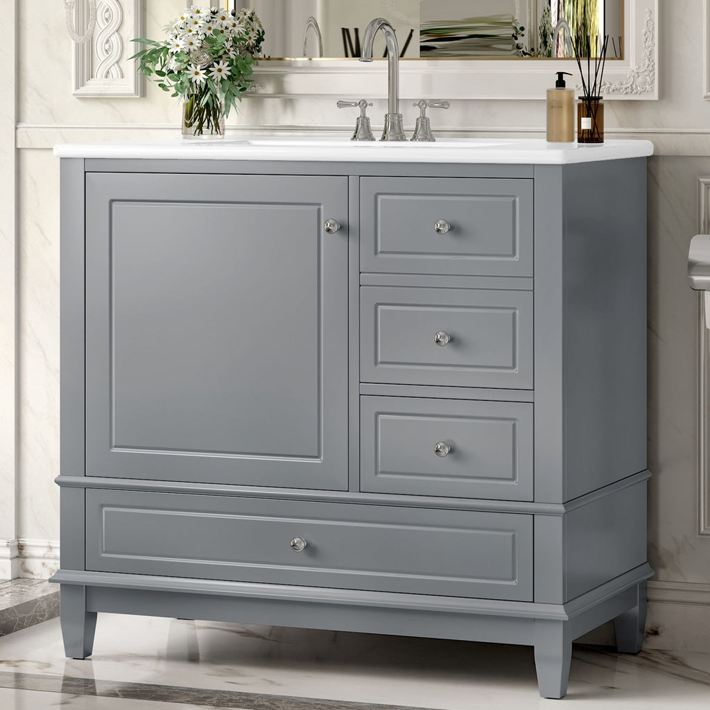 Modern Bathroom Vanity With Sink, 3 Drawers & Cabinet