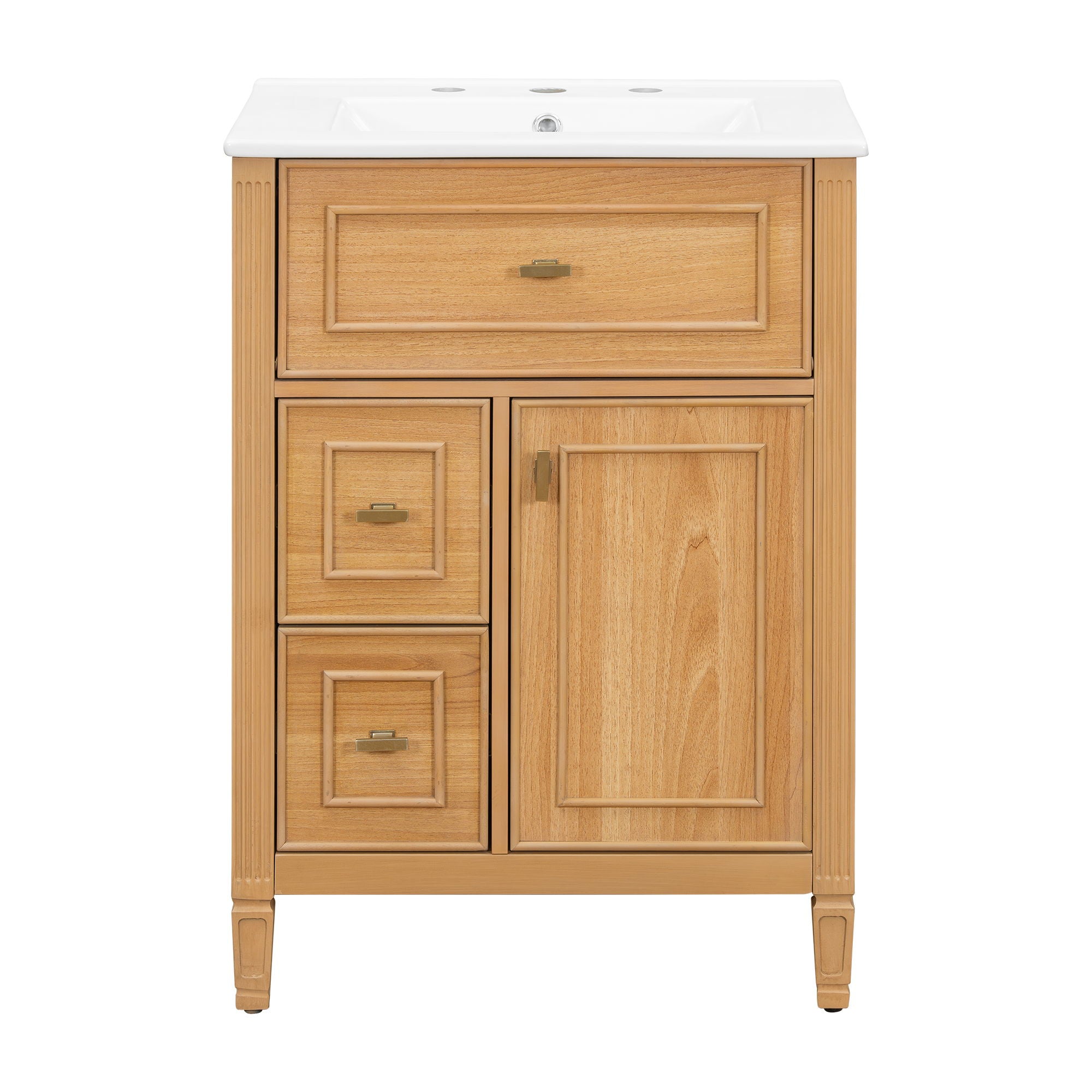 Bathroom Vanity With Sink, Flip Drawer, 2 Drawers, Adjustable Shelf