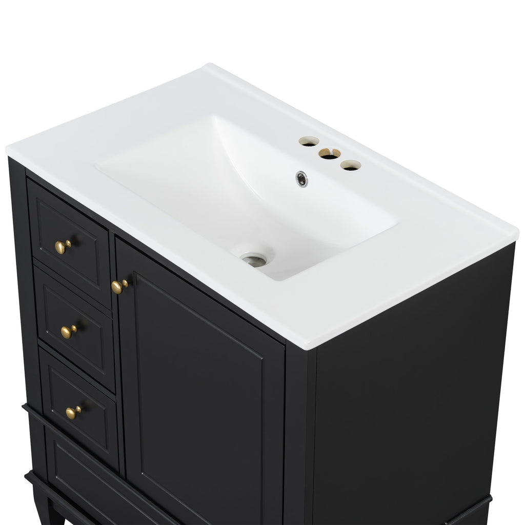 Freestanding Bathroom Vanity With Sink, Soft Close Door, 3 Drawers