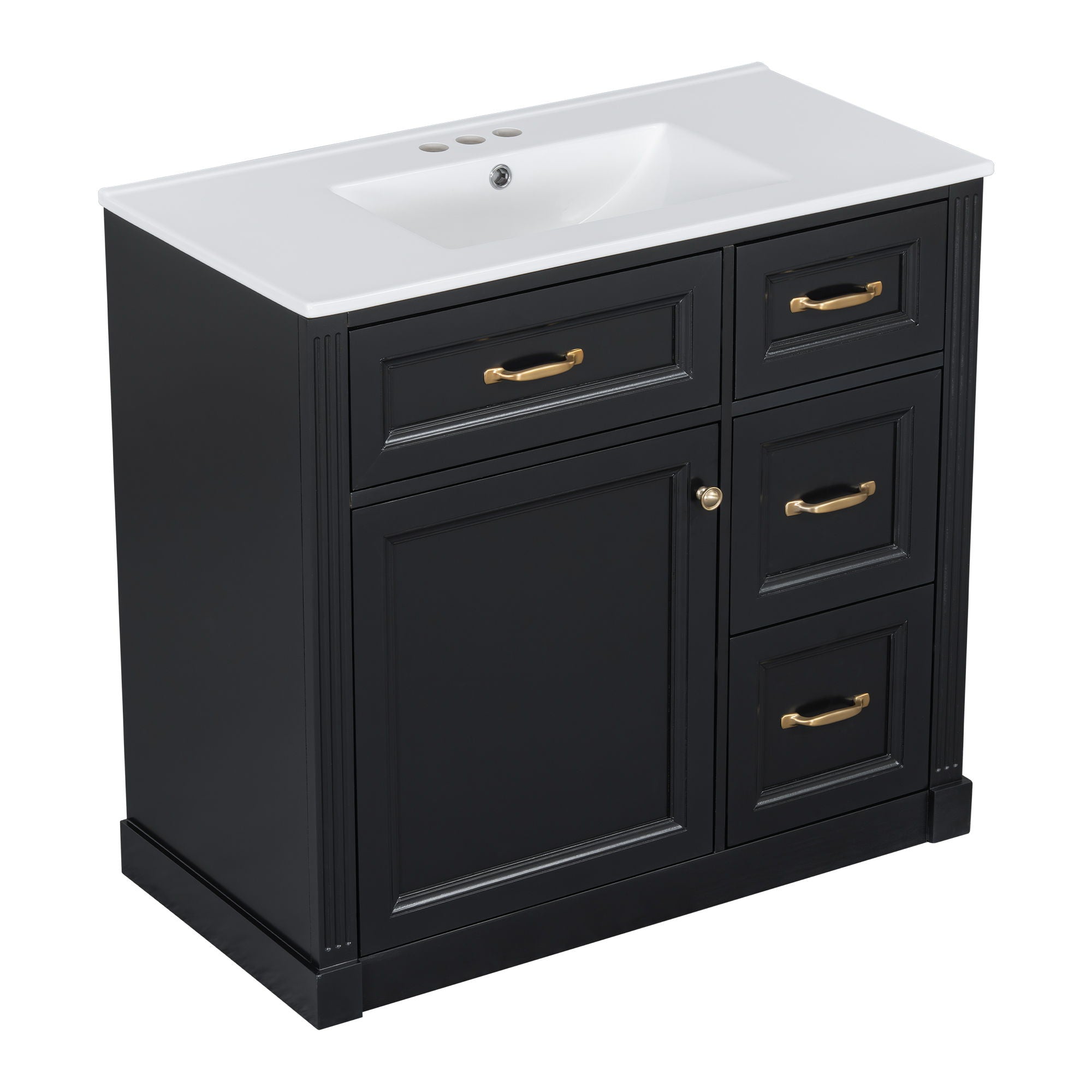 Modern Bathroom Vanity With Sink, 4 Drawers, Soft-Close Door, Adjustable Shelf