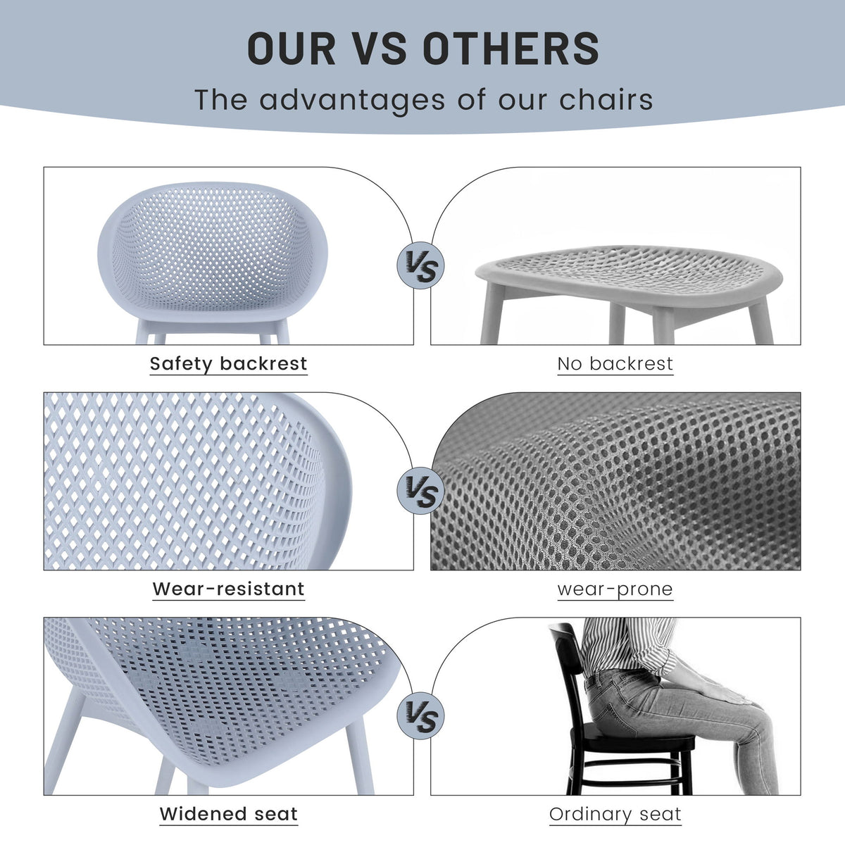 2 Piece Durable Single Chair With Hollow Out Design