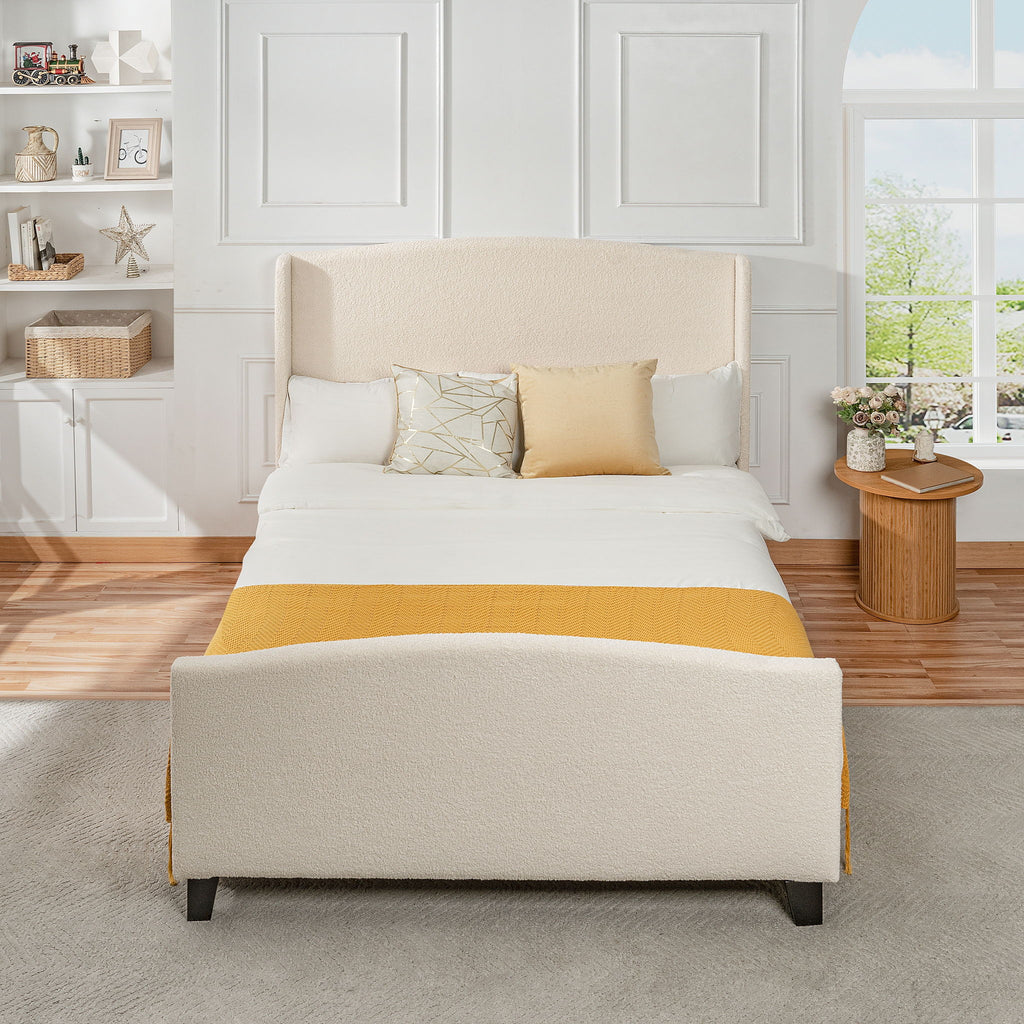 Platform Bed Frame With Tall Headboard And High Footboard