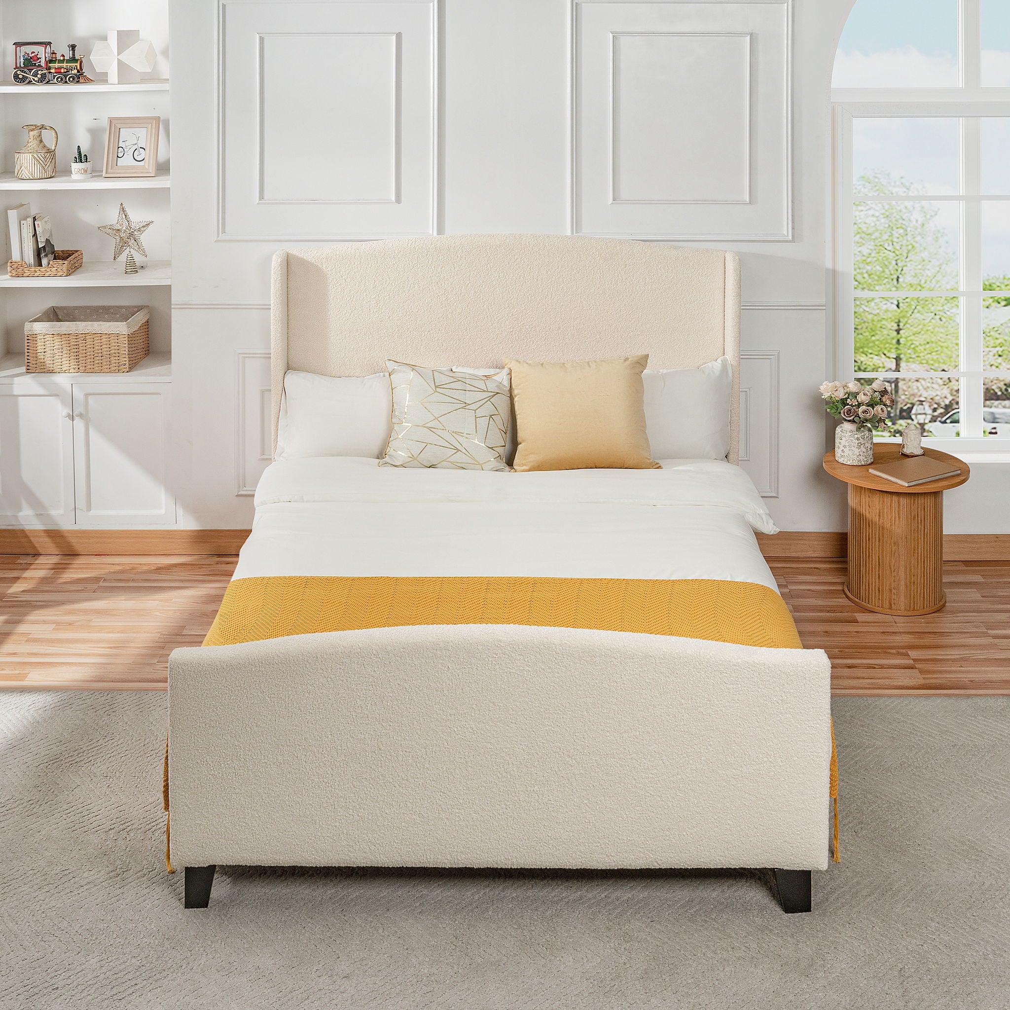 Platform Bed Frame With Tall Headboard And High Footboard