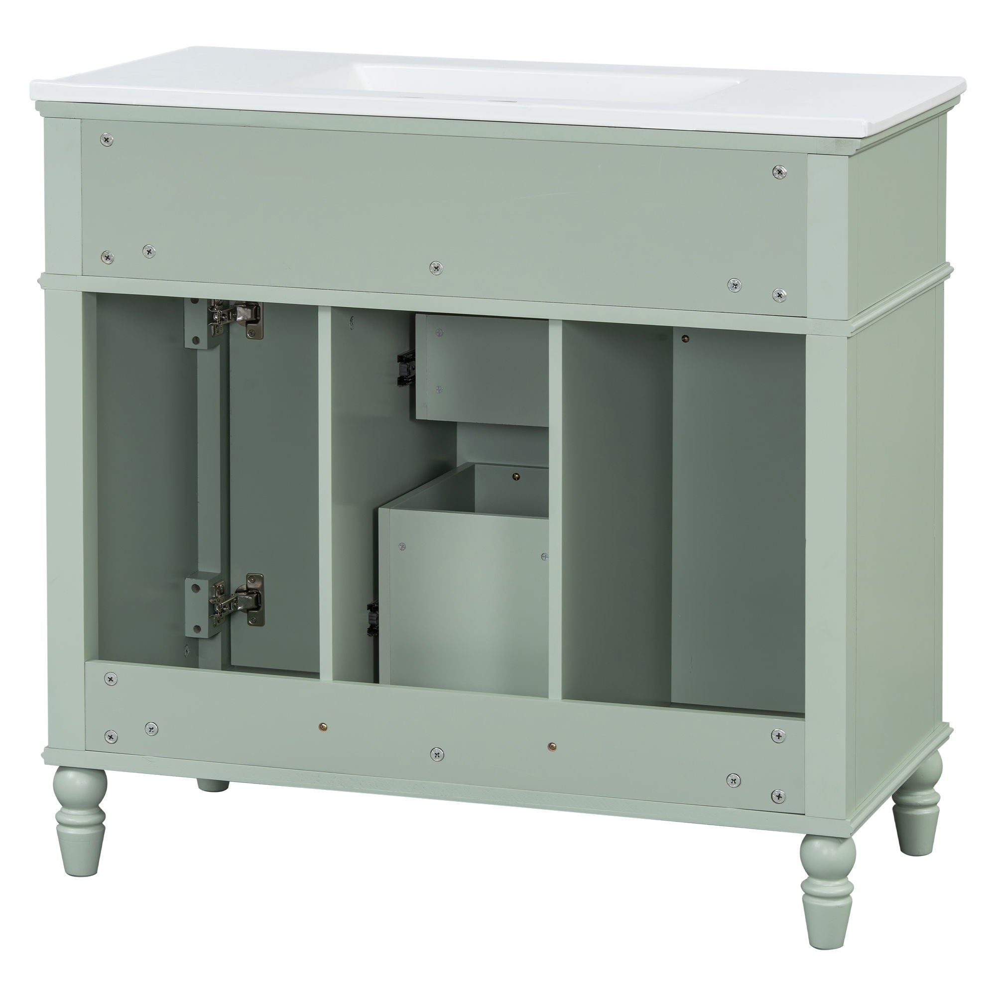 Bathroom Vanity With Sink, Flip-Out Top Drawer, Soft Close Doors, 2 Storage Drawers