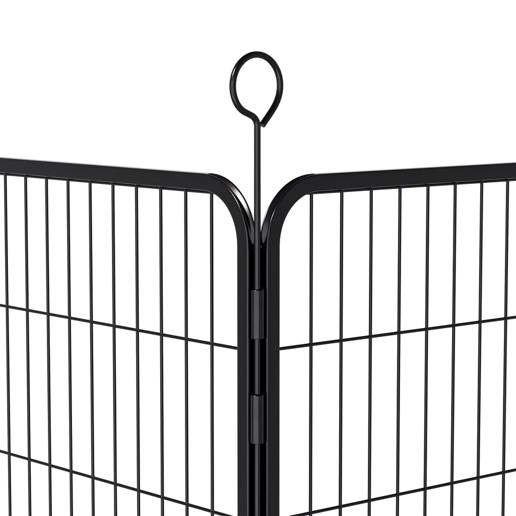 Dog Playpen, 16 Panels Pet Exercise Pen Indoor / Outdoor Fence With Anti Skid Base - Black