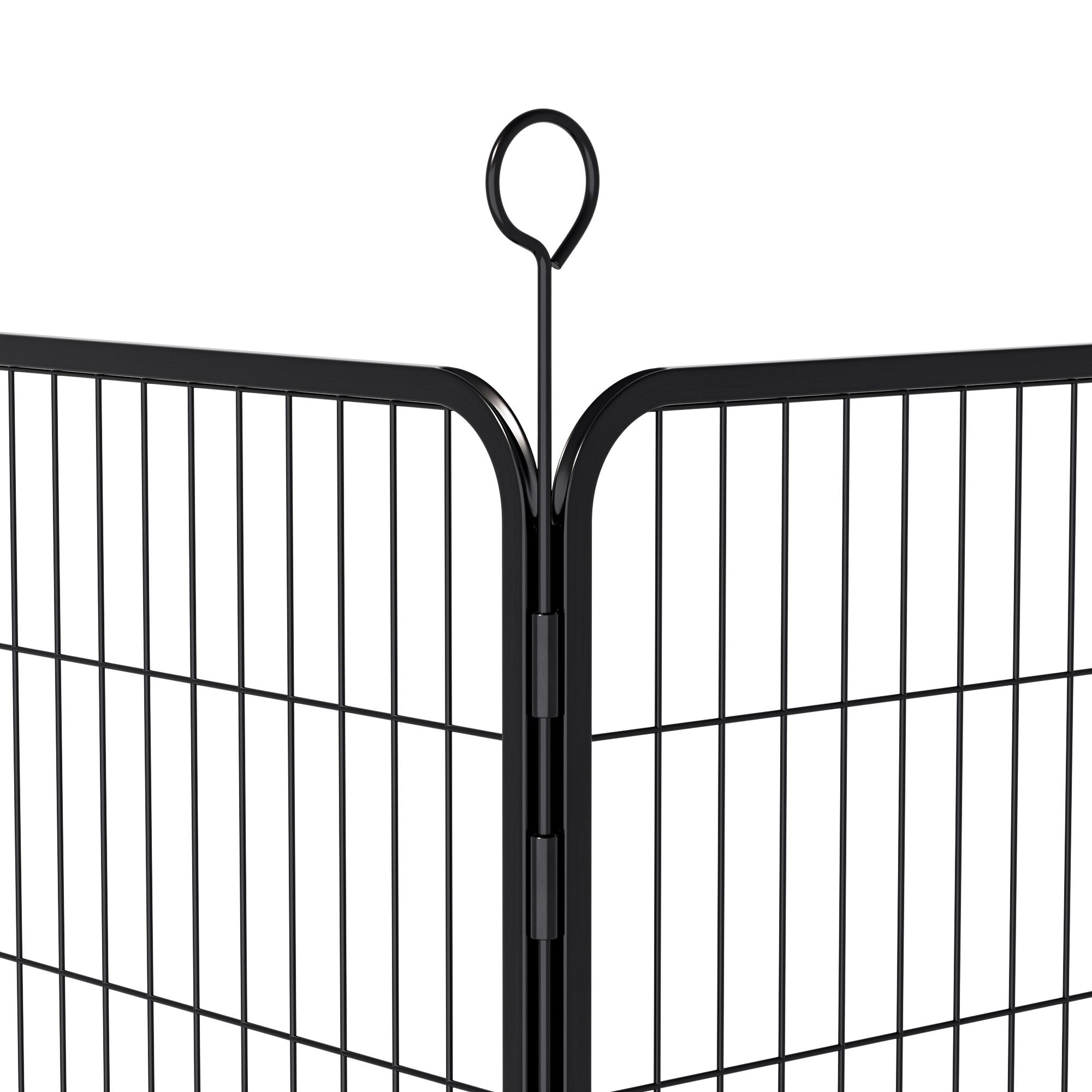 Dog Playpen, 16 Panels Pet Exercise Pen Indoor / Outdoor Fence With Anti Skid Base - Black
