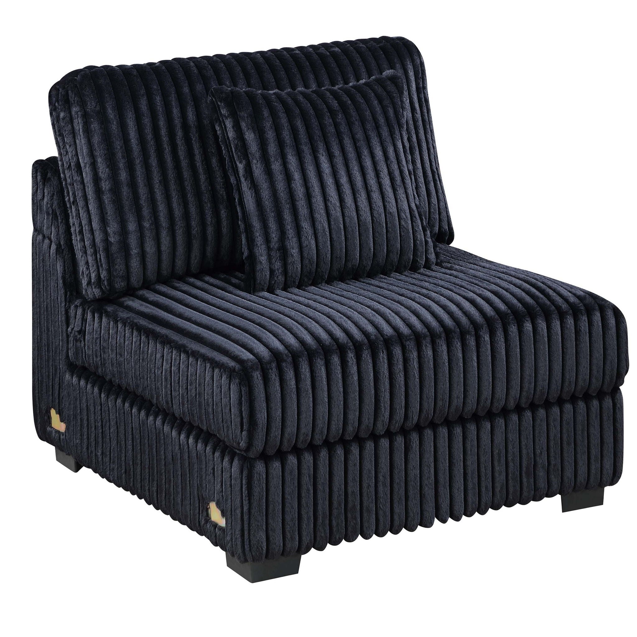 6 Piece Modular U Sectional Sofa Set With USB Cup Holder, Low Leg - Black