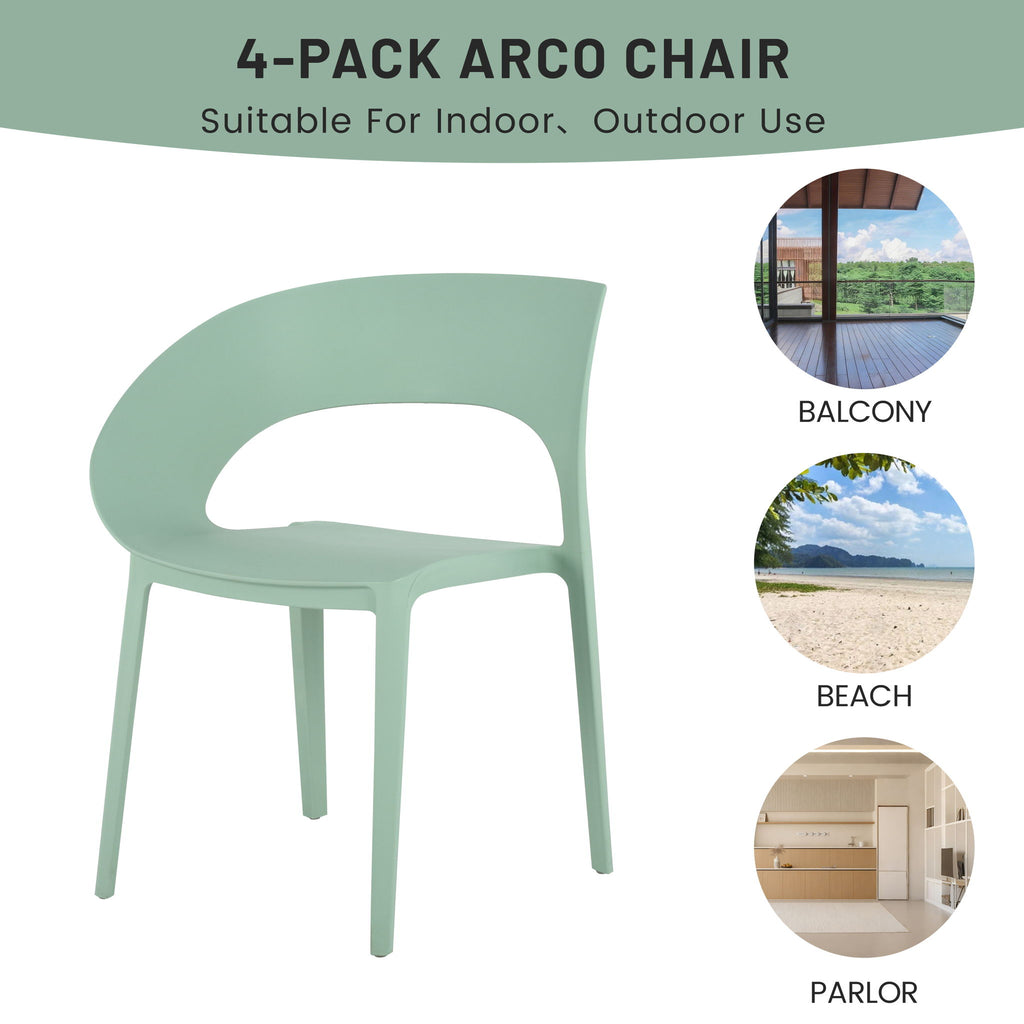 4 Piece Set Of Modern Designed Single Chairs With Long Table