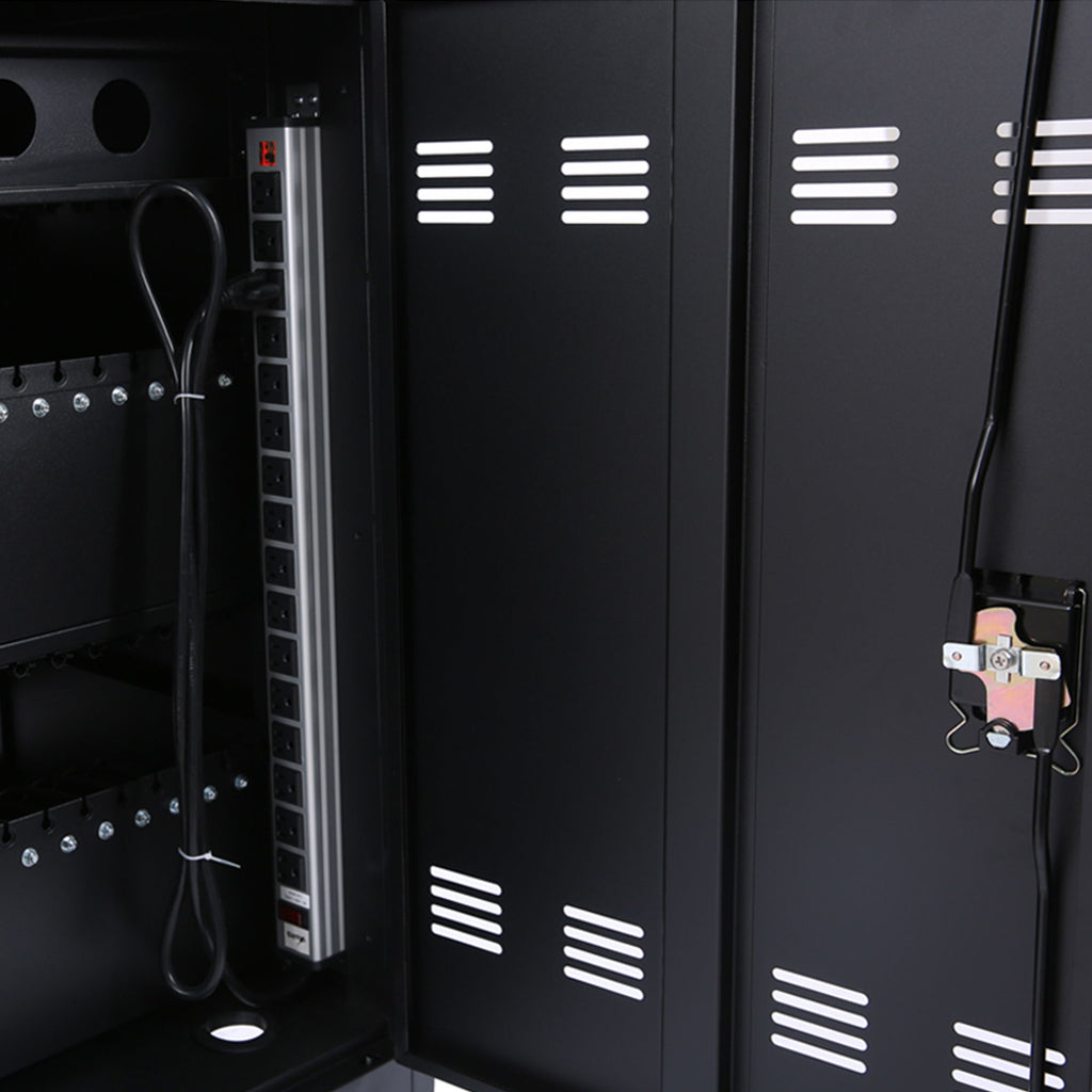 Mobile Charging Cart And Cabinet For Tablets Laptops 32-Device - Matt Black