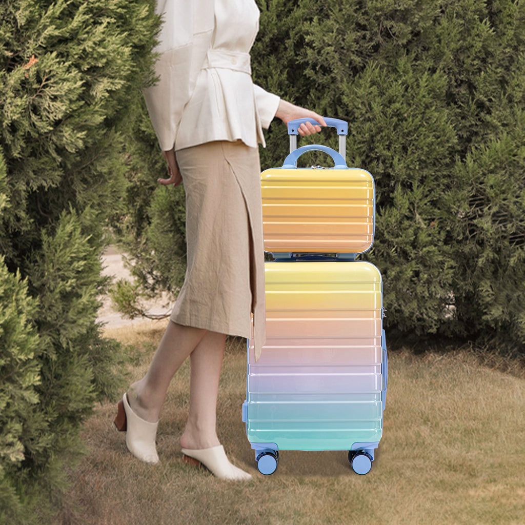 Luggage Set 14" / 20" With Combination Lock And Cosmetic Case